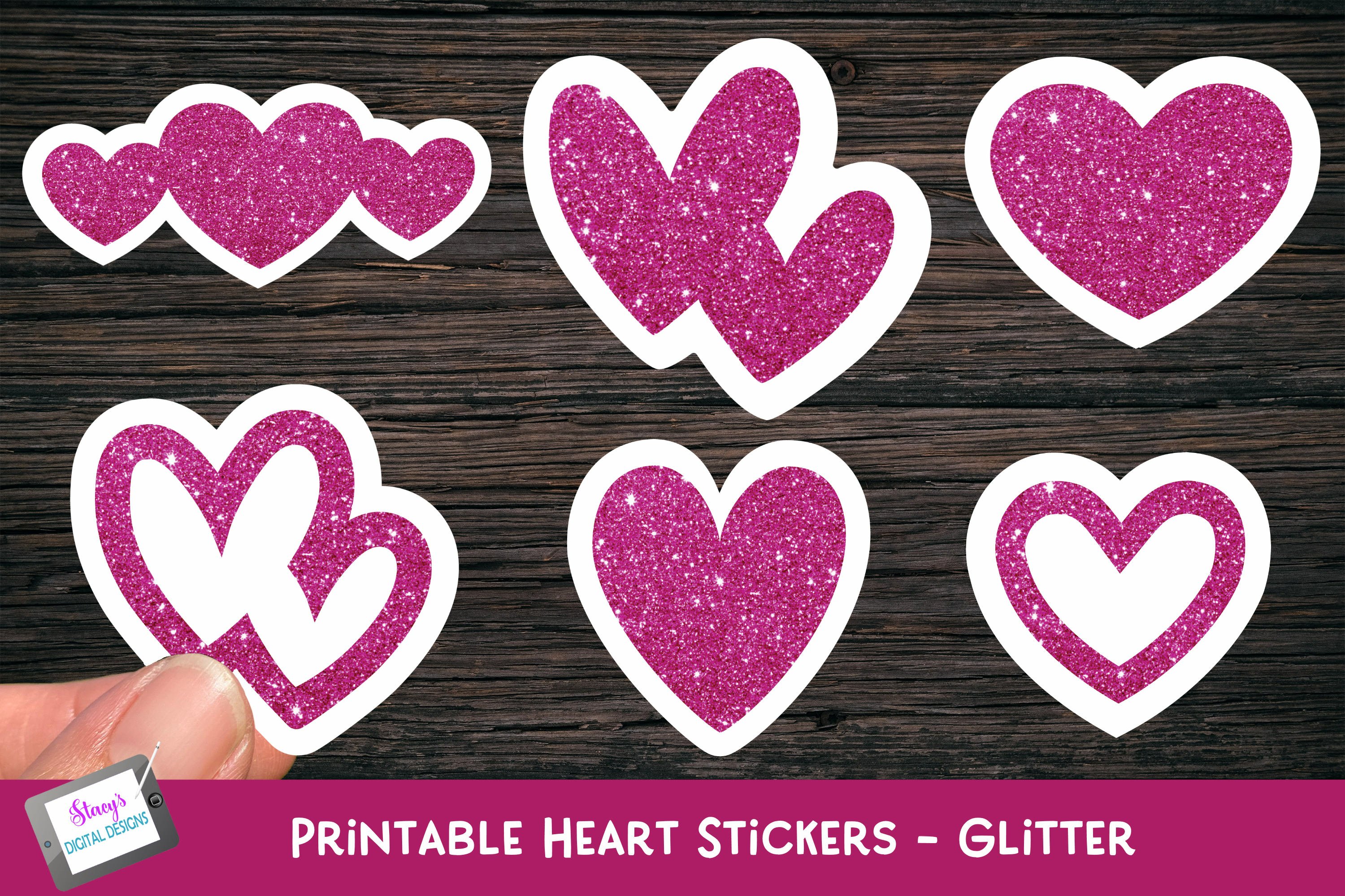 printable heart stickers glitter valentine stickers