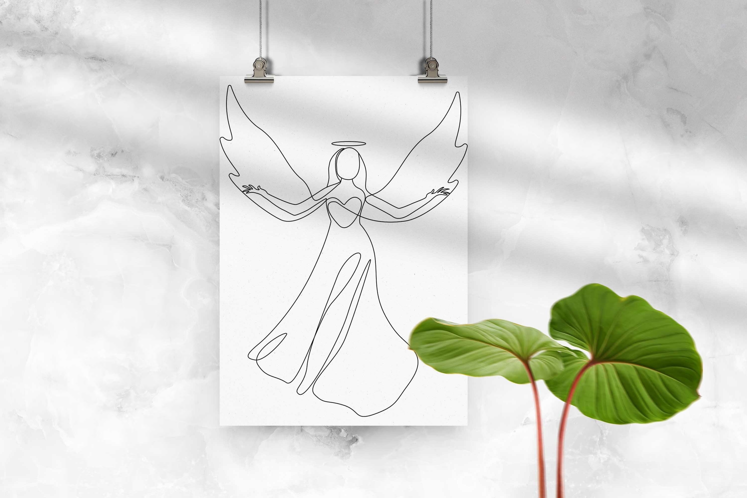 Angel One Line Art, image size:3000x2000