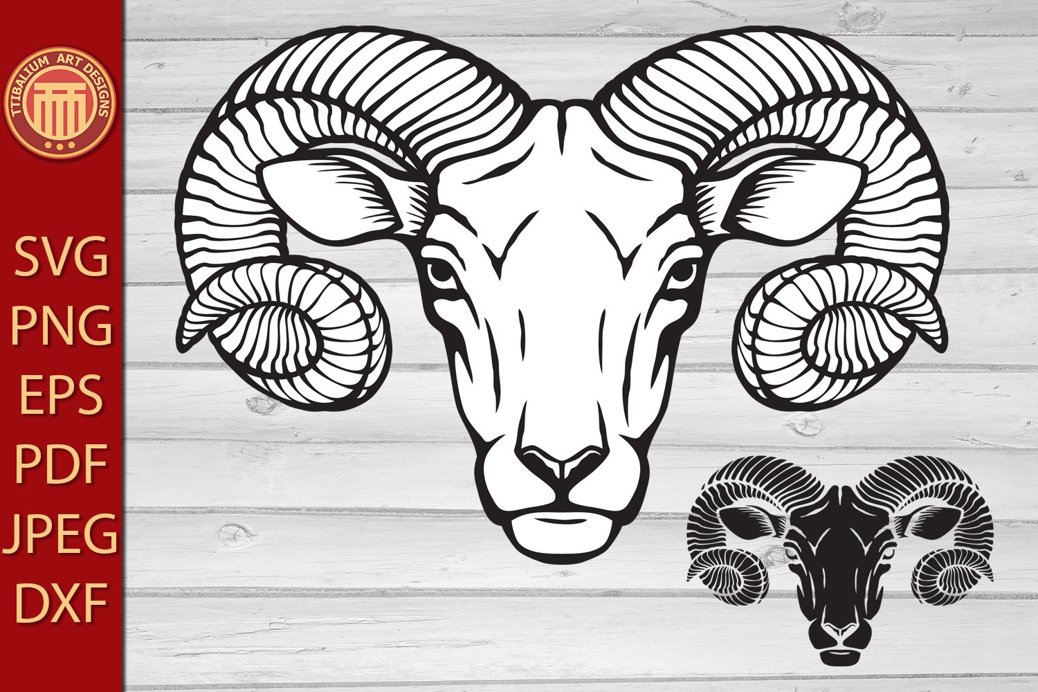 Head of the Ram - eps, jpg, dxf, svg, pdf, png (2486187), image size:1500x1000