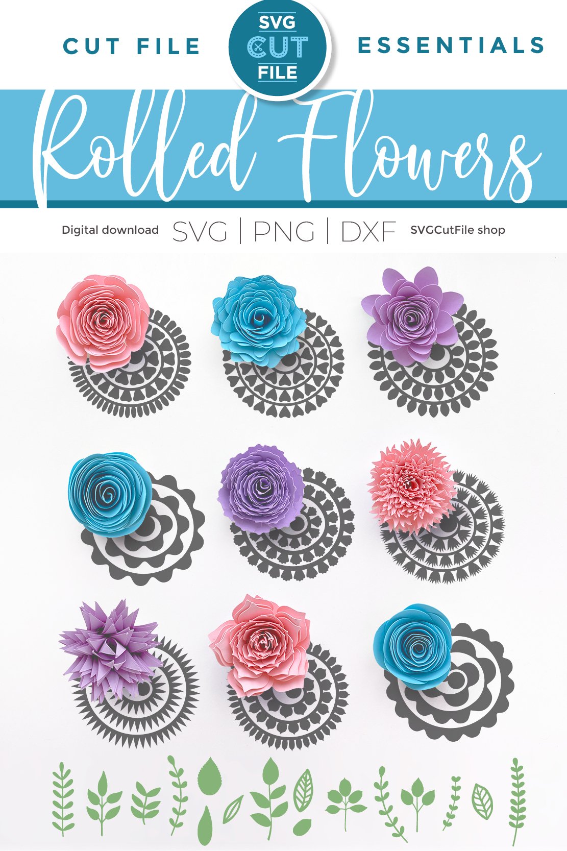 Rolled paper flowers SVG bundle