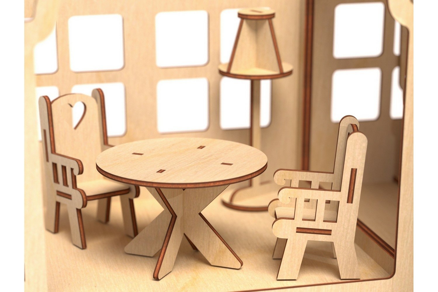 Table Laser Cut Barbie Furniture Doll Furniture Set Laser Cut File