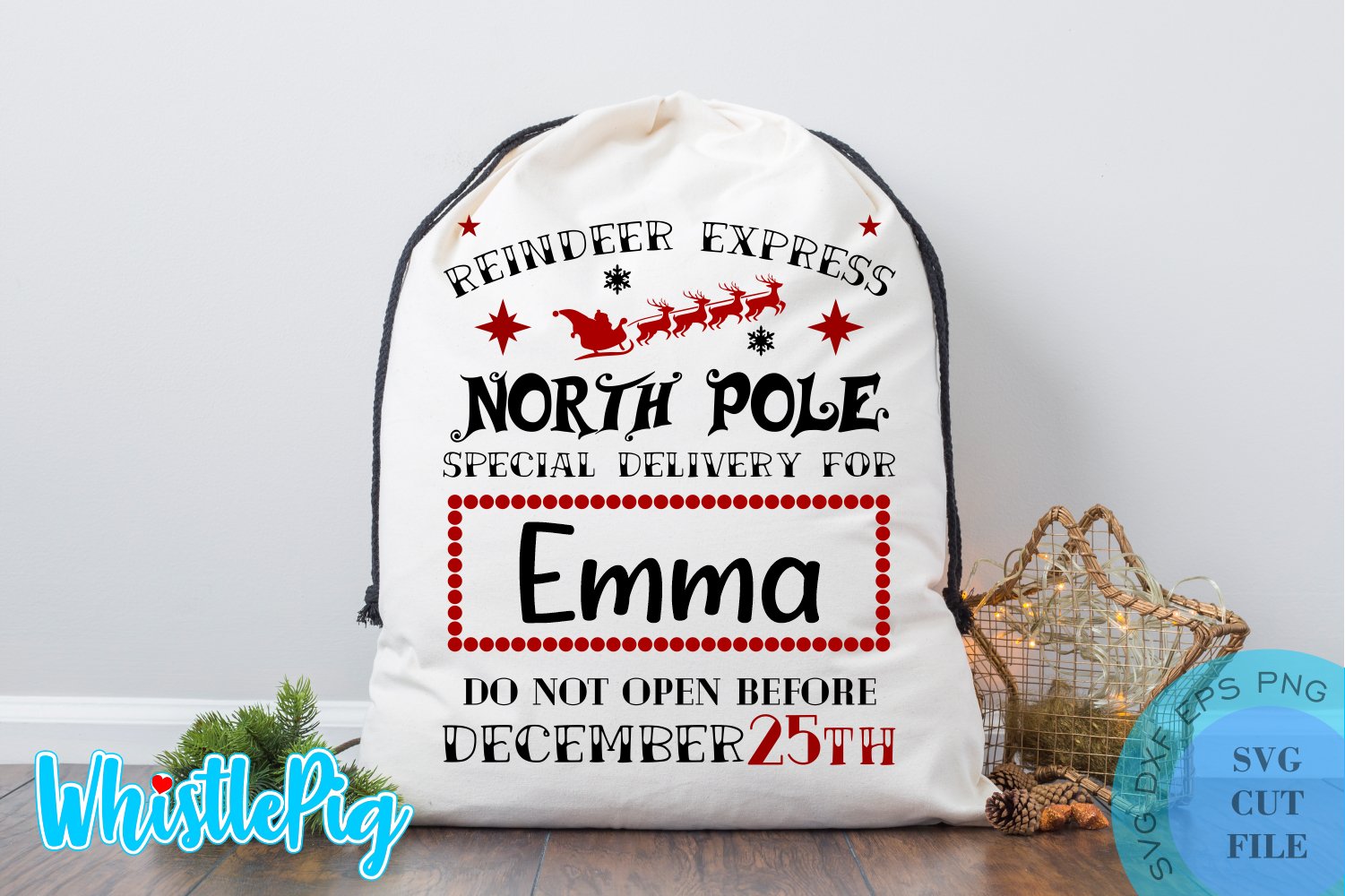 Santa Sack Svg - Santa Bag Svg