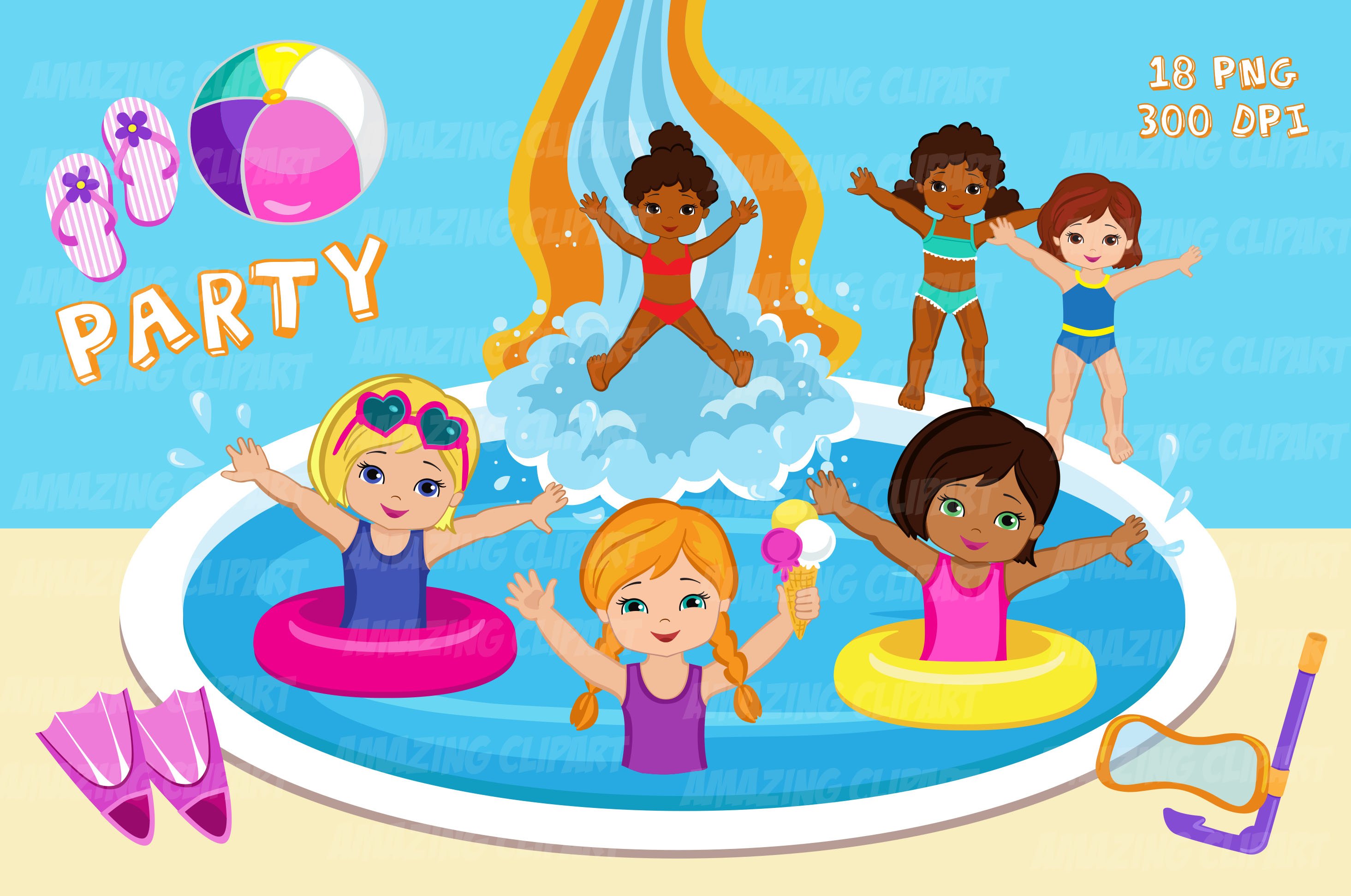 Pool Party Clipart Summer Clipart Commercial Use Pool 