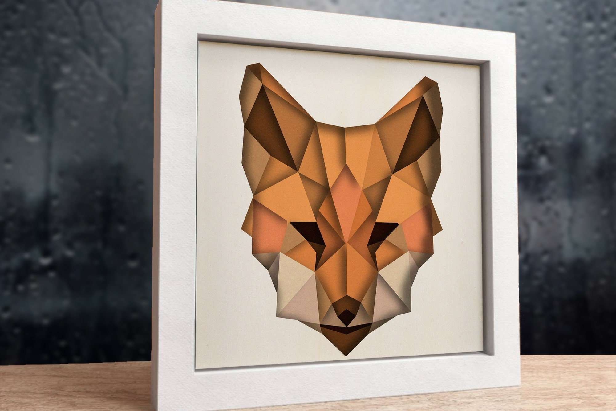 3D Fox Svg, Shadow box svg, 3d Polygon Art, 3d papercraft