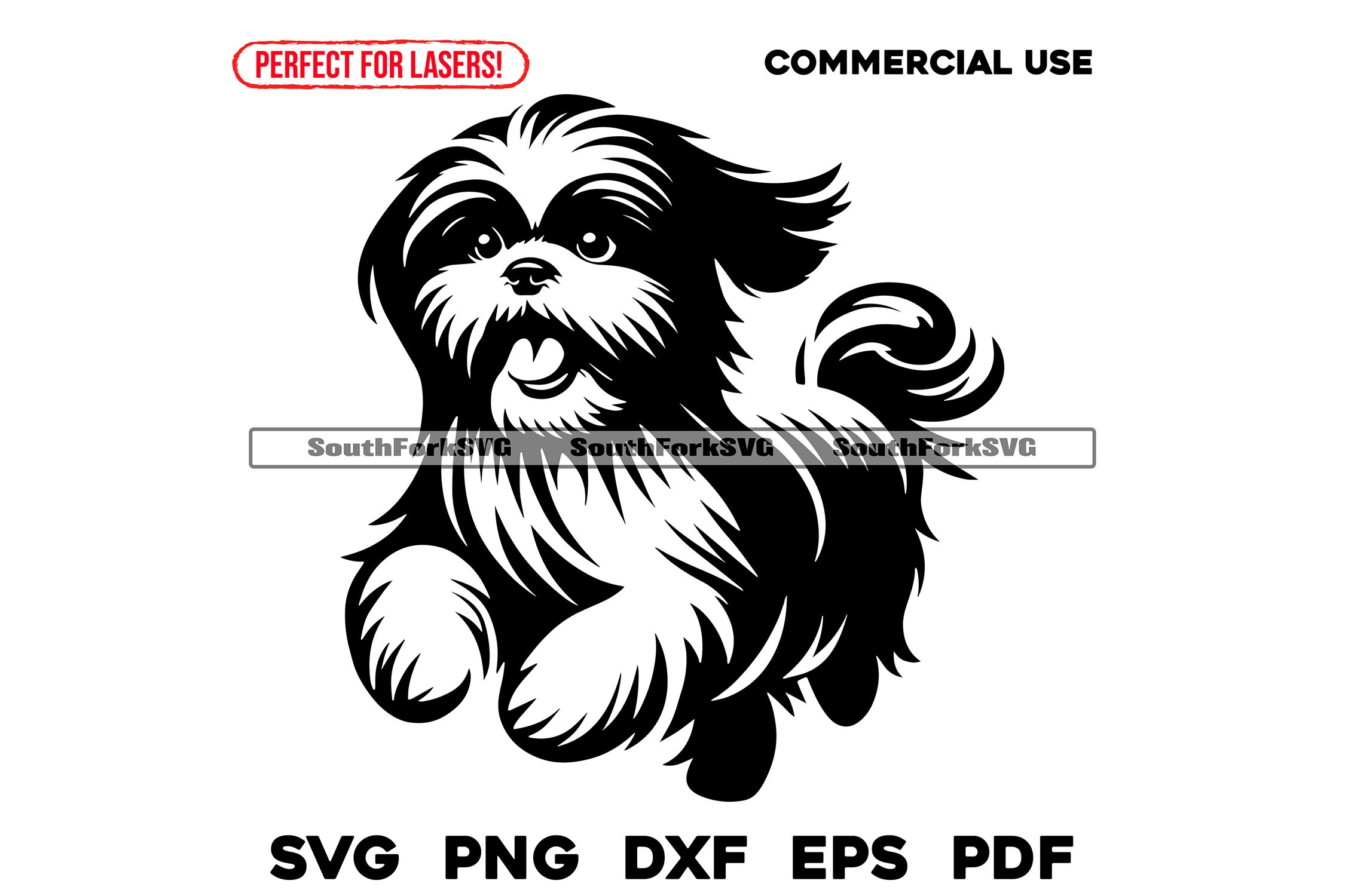 Shih Tzu Dog Running Design Files SVG PNG DXF EPS PDF