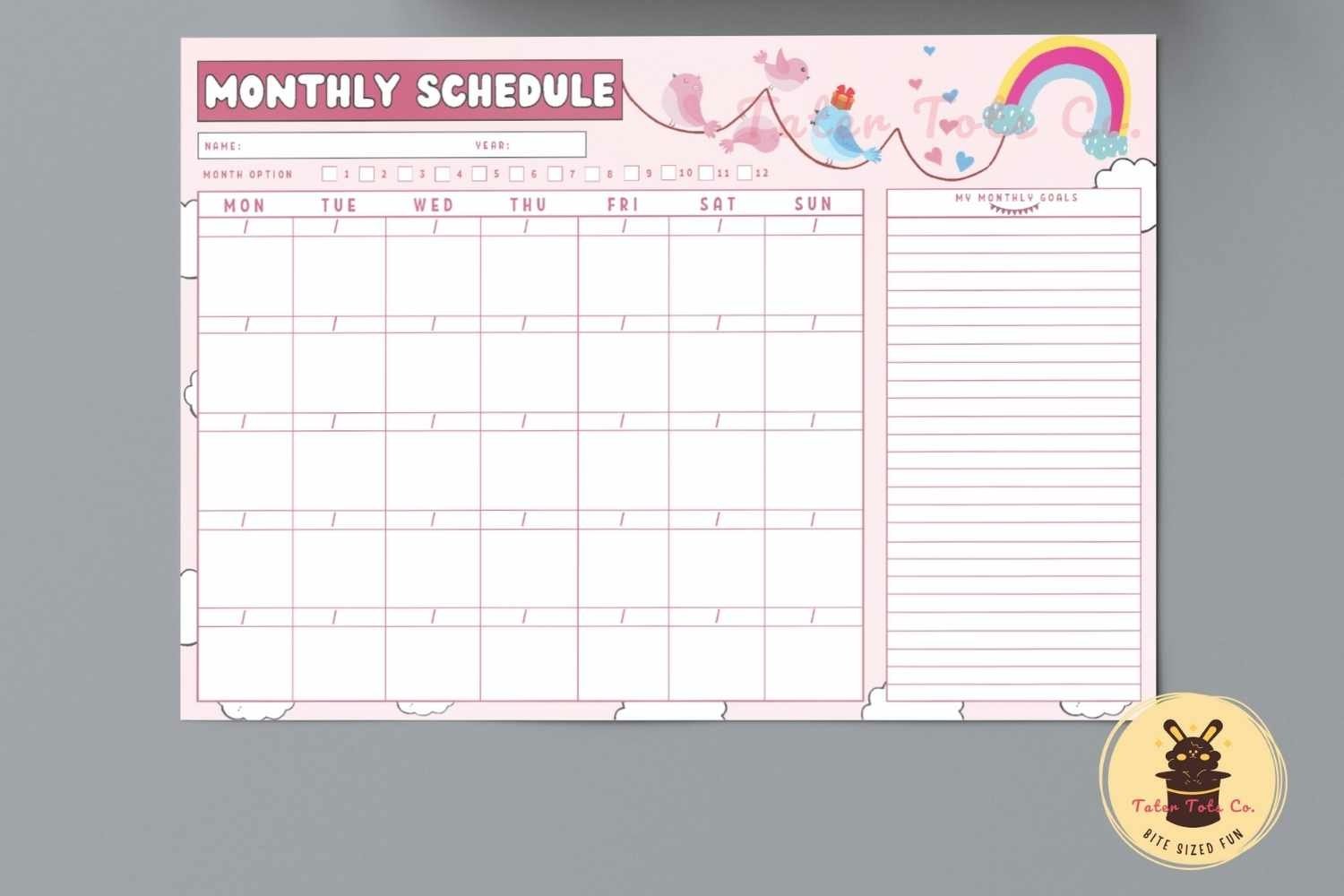Simple Planner Work Study Monthly Schedule Templates Bundle