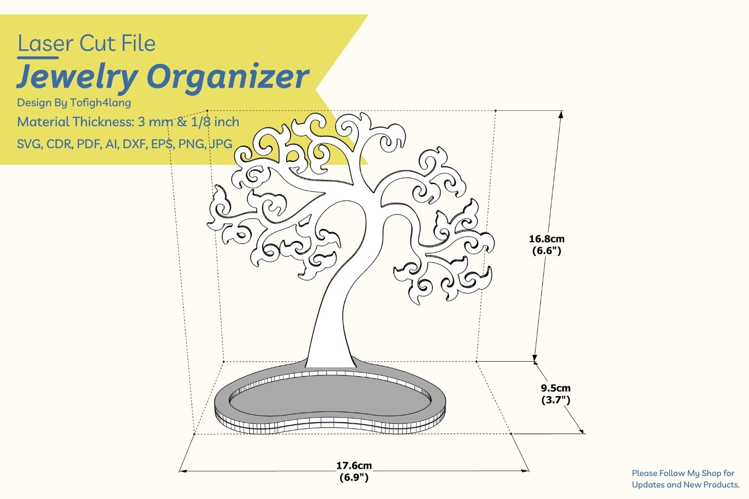 Tree Jewelry Display Laser Cut File Earrings (3132765)