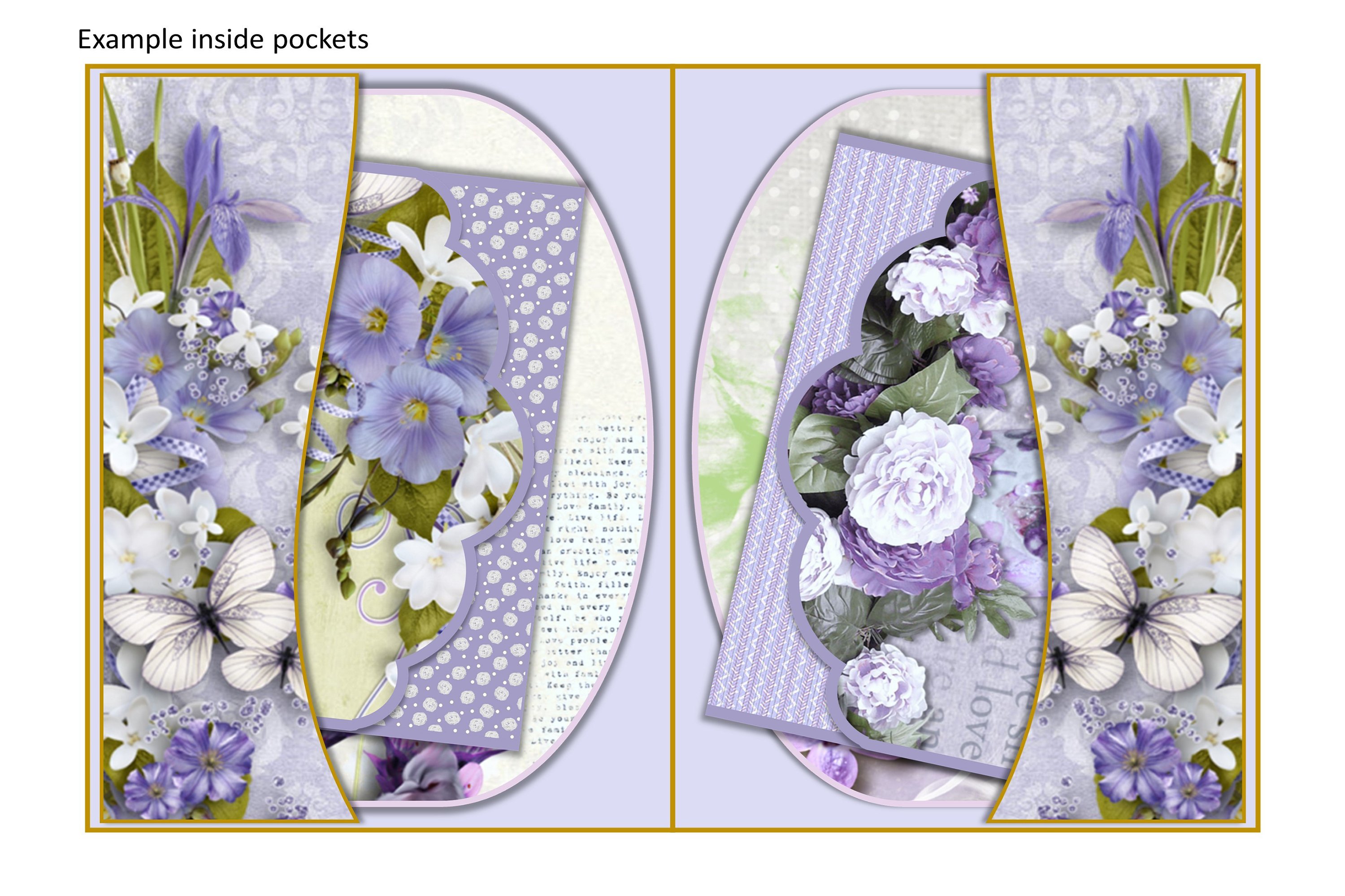 Printable Shabby Chic Purple folio kit with inside pockets.