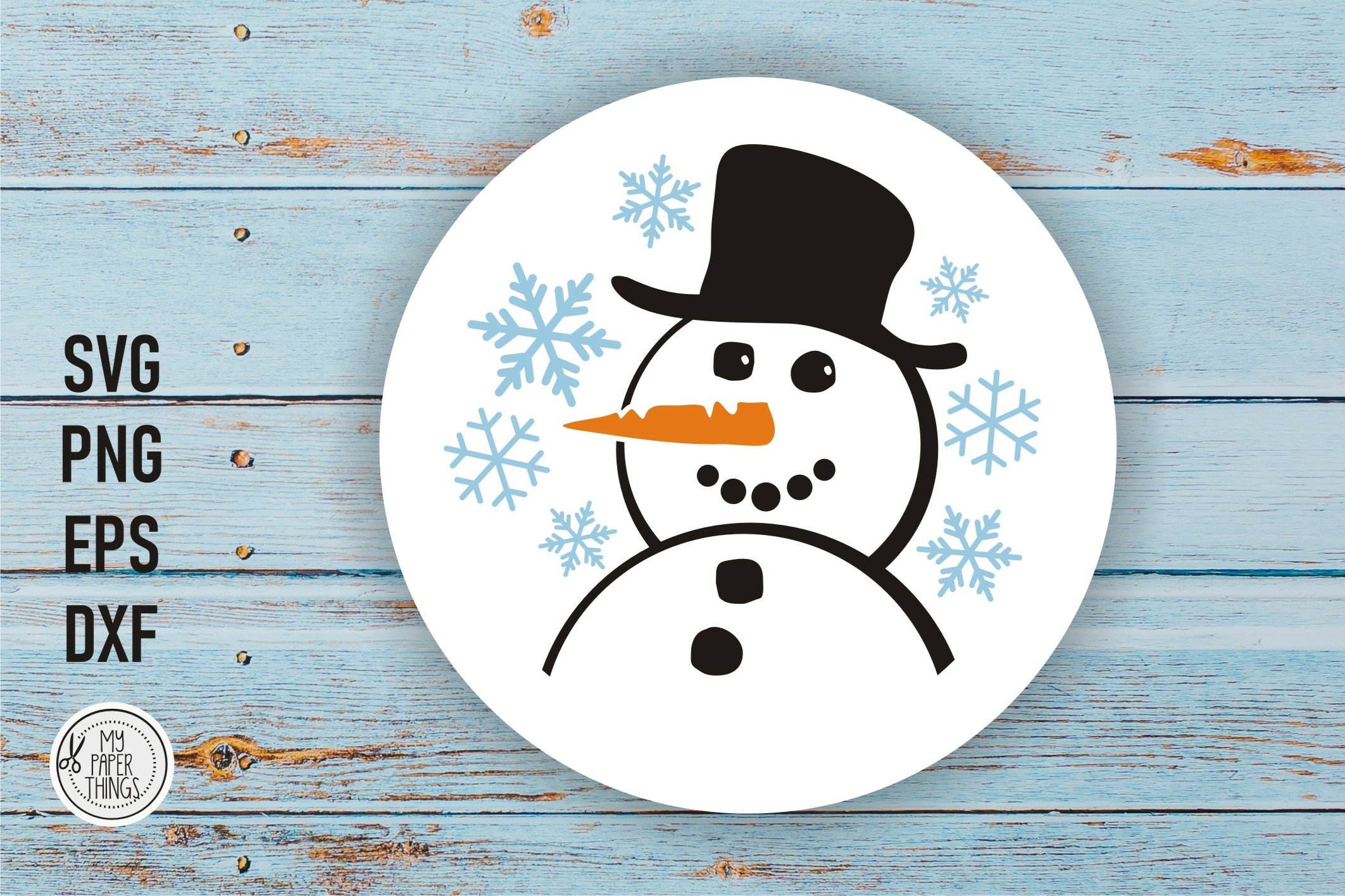 Snowman Christmas Sign Svg Let It Snow SVG | Round Snowman Sign