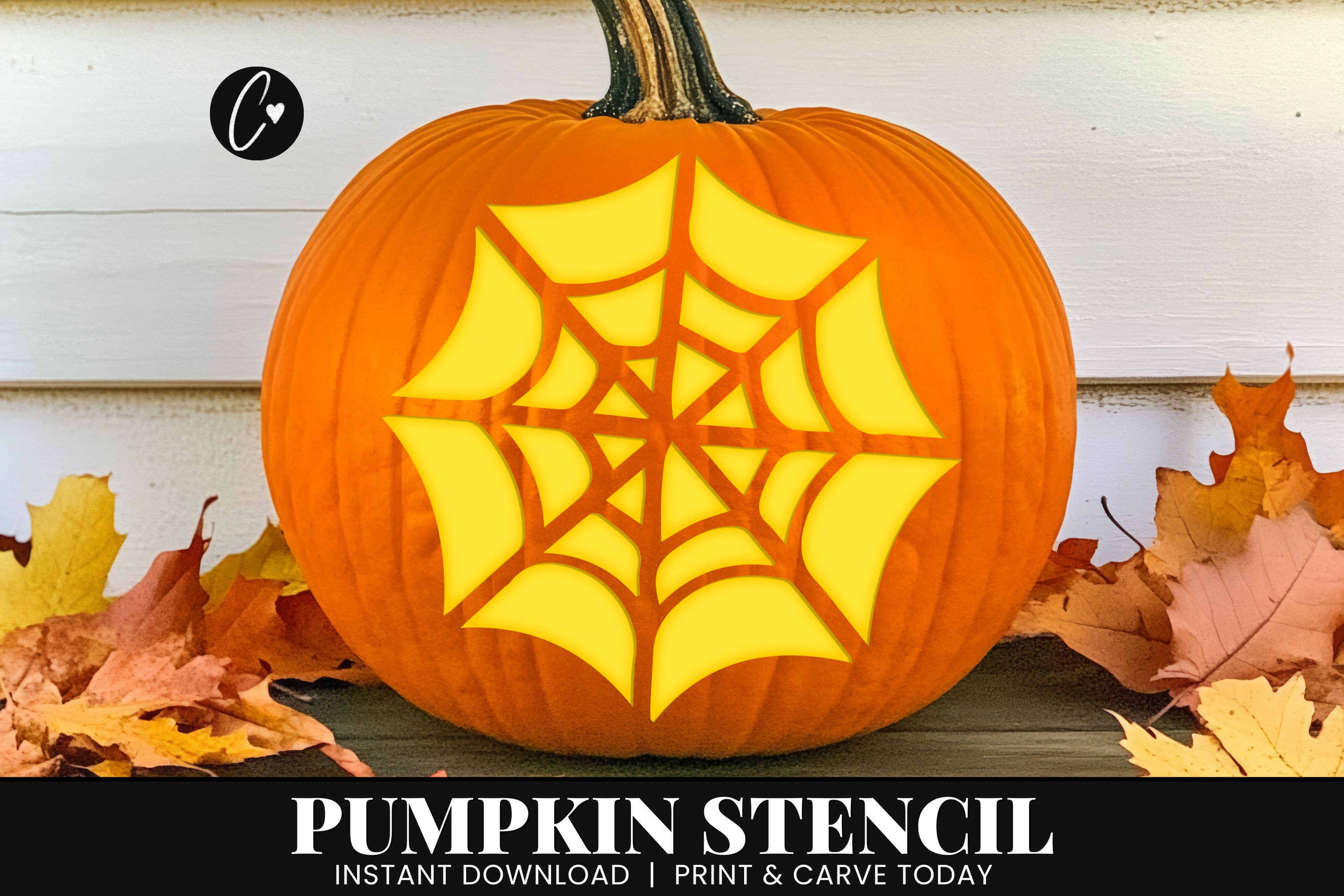 Spiderweb Pumpkin Stencil | Printable Halloween, image size:3000x2000