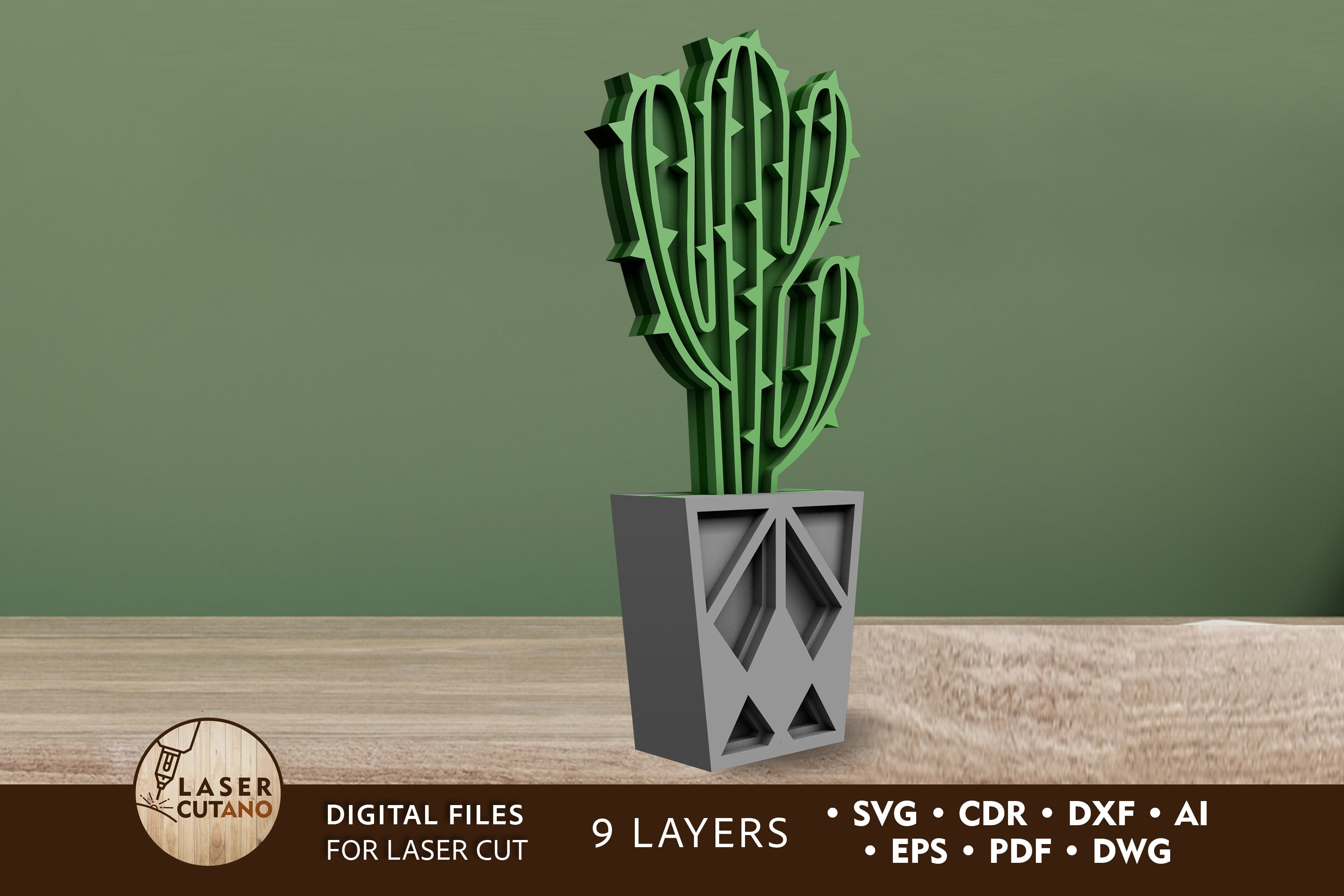 Cactus Multilayer Home Decoration File