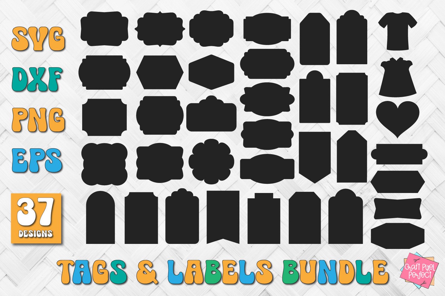 Tags, Labels and Shapes Bundle - SVG, EPS, DXF, (100837)