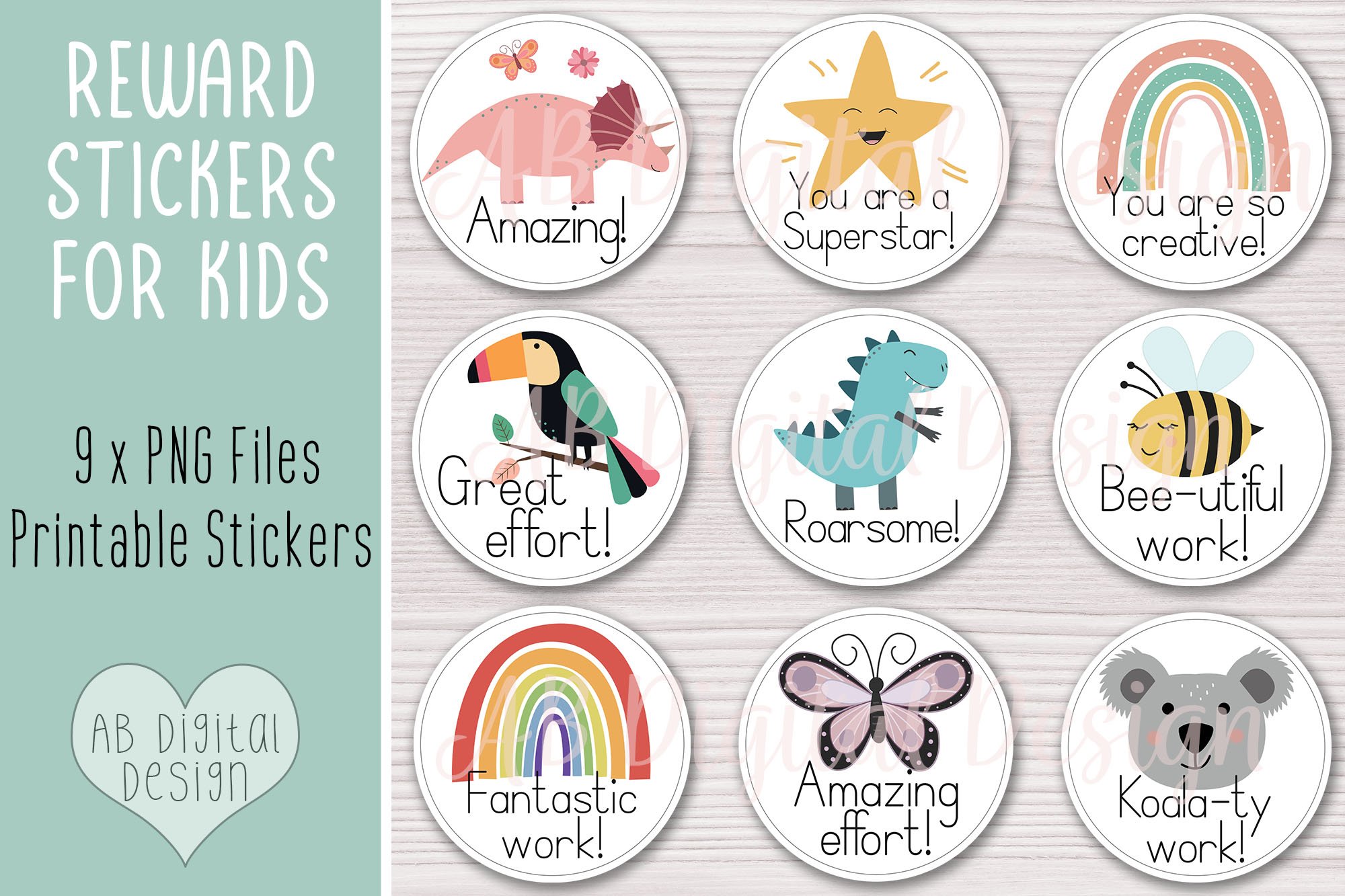 Kids Reward Stickers | Print and Cut School Teacher Stickers