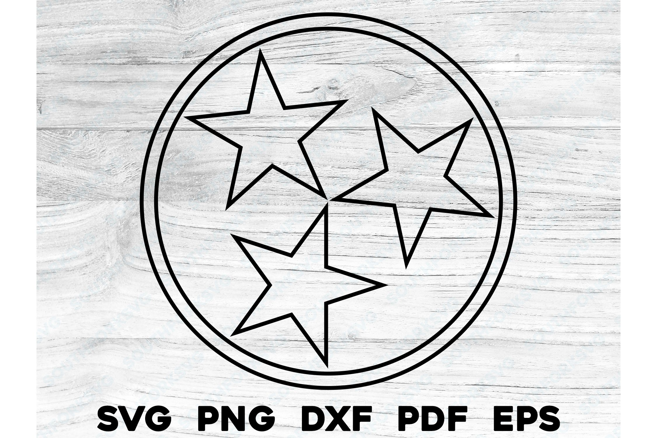 Tennessee Tri-Star Transparent Outline SVG PNG DXF (3253940)