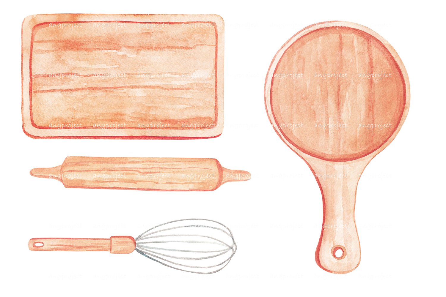 Watercolor Wooden Kitchen Utensil | Illustration PNG Clipart, image size:1500x1000
