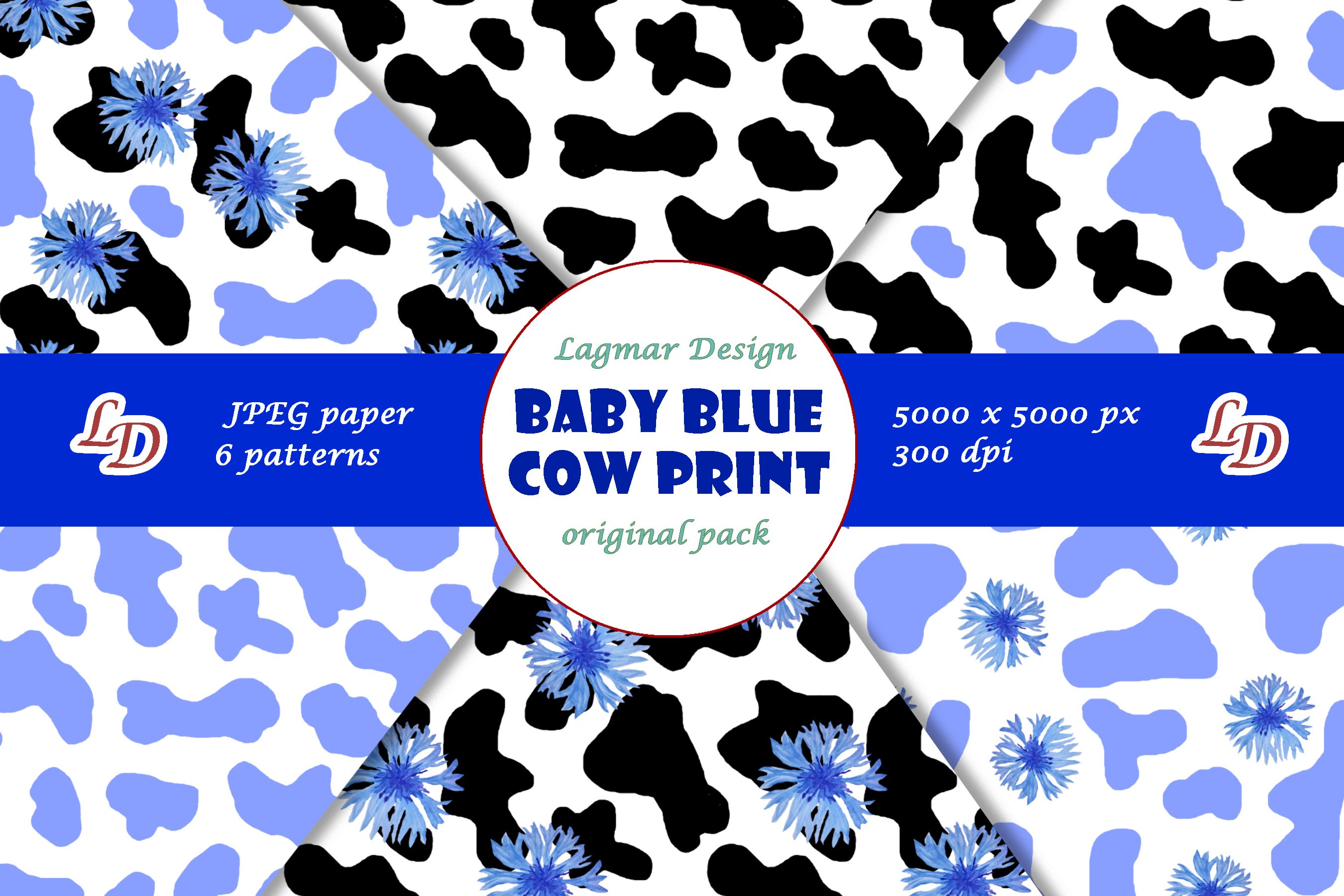 Cow Print Blue