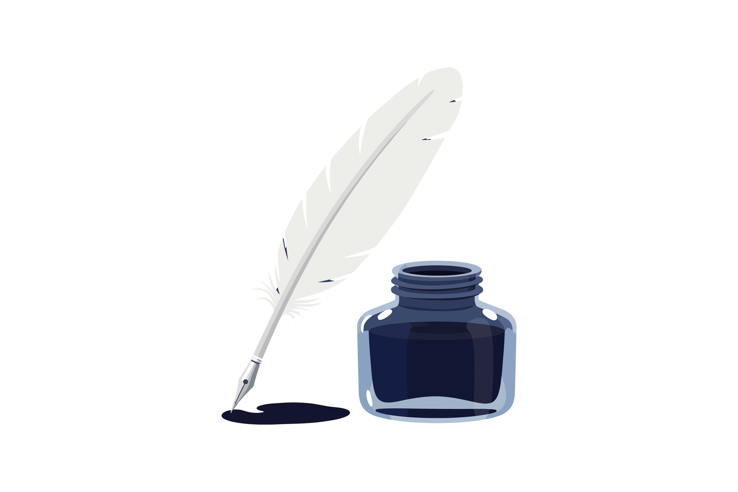 Quill Pen And Ink Png Feather Quill Pen With Ink Bottle Classic