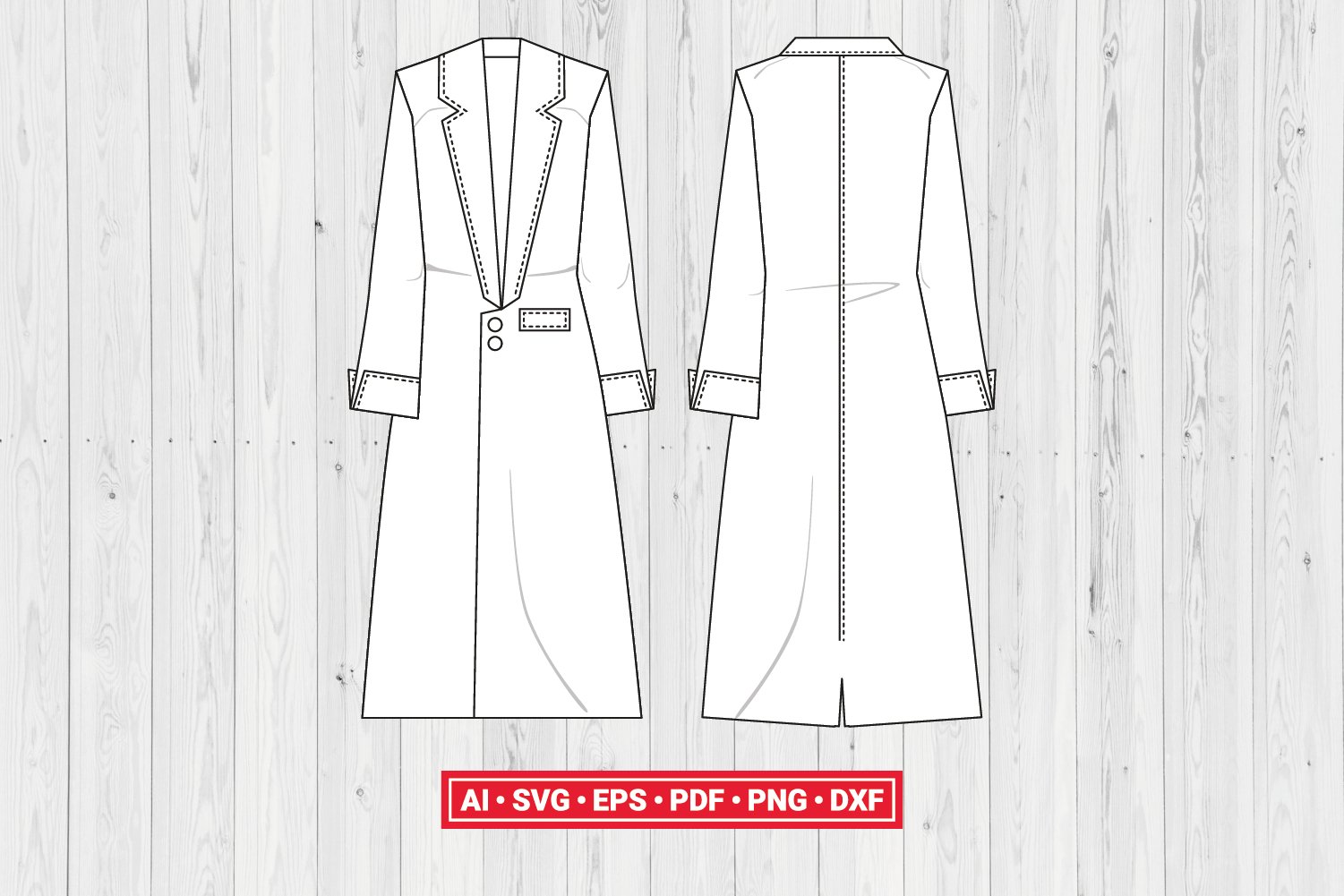 Trench Coat SVG Flat Fashion PDF Cut File Cricut Clipart