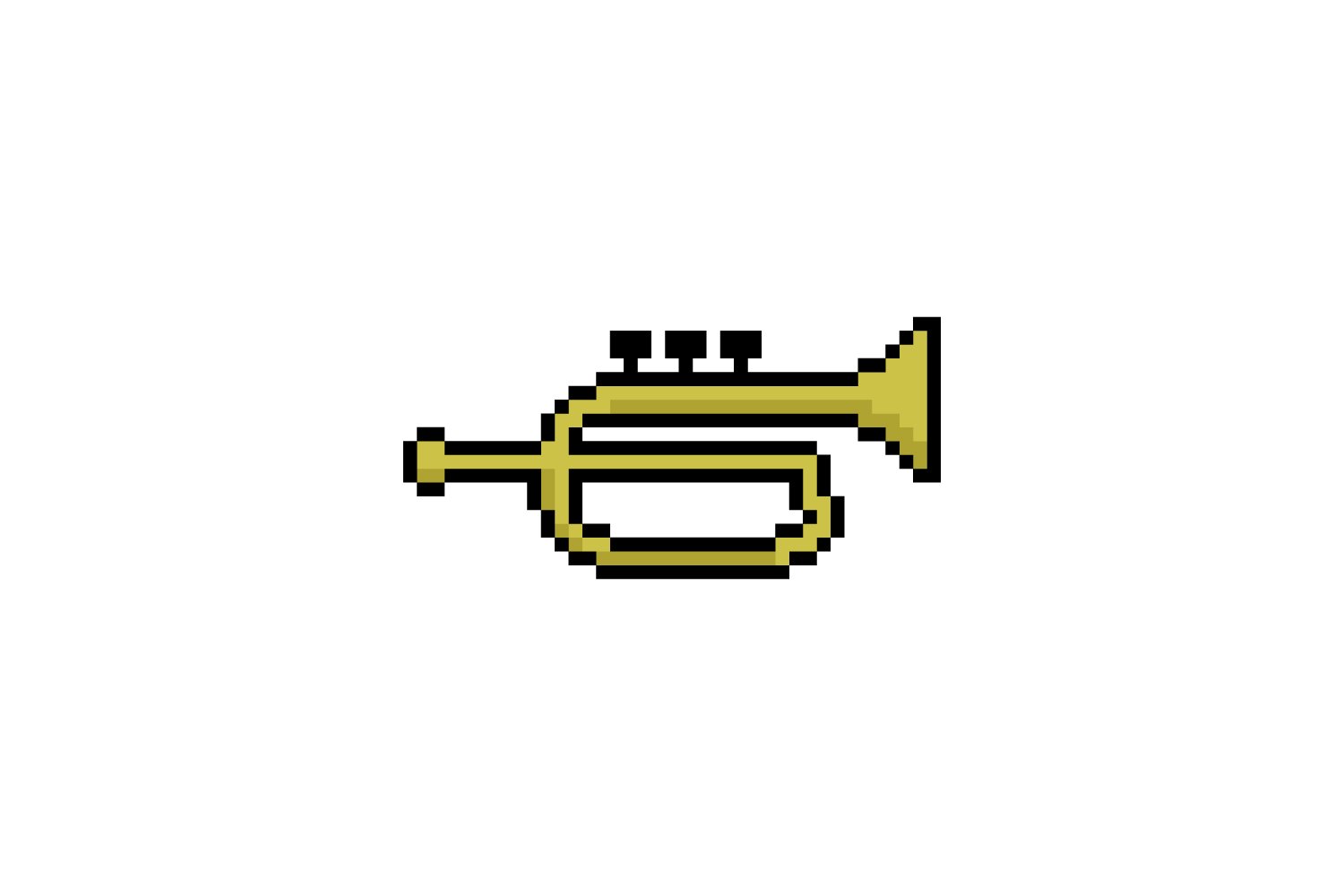 Trumpet instrument pixel art design vector