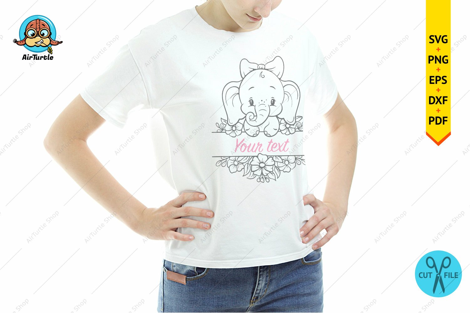 Baby Elephant Girl SVG| Split monogram SVG clipart