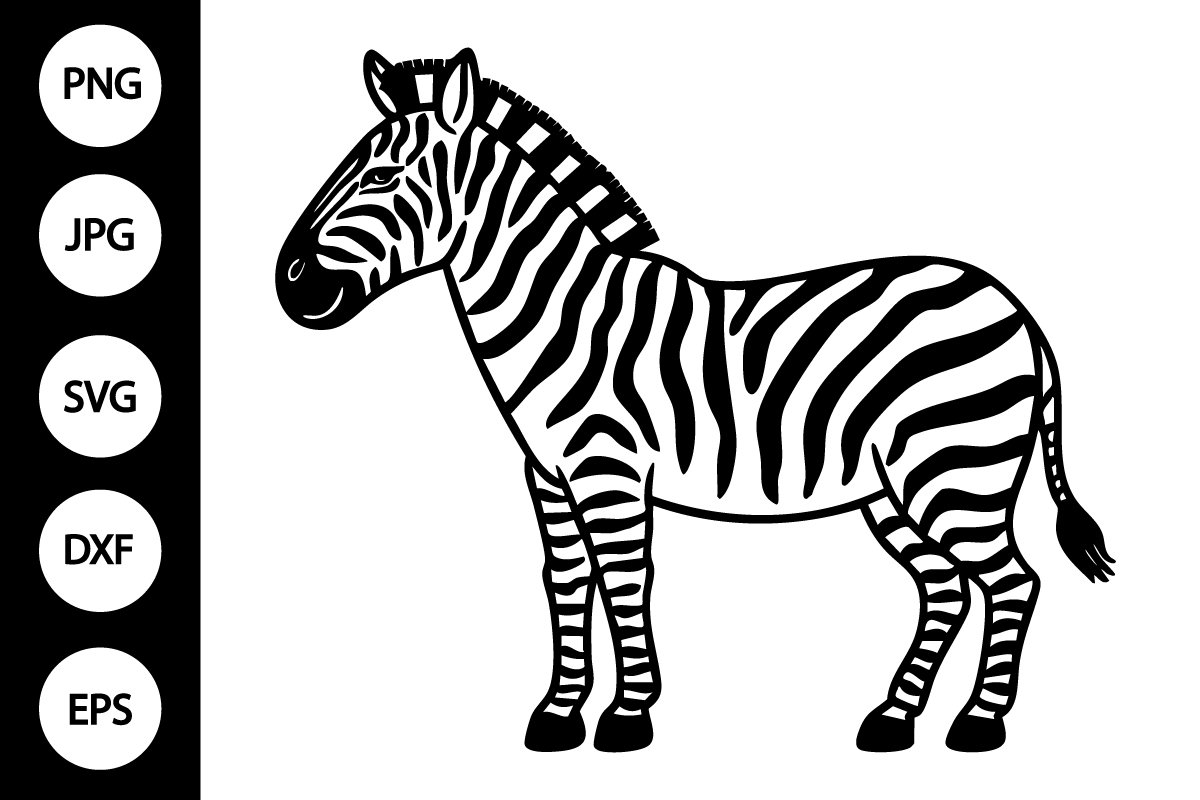 Outline Doodle Zebra SVG, Coloring Page (5203111), image size:1200x800