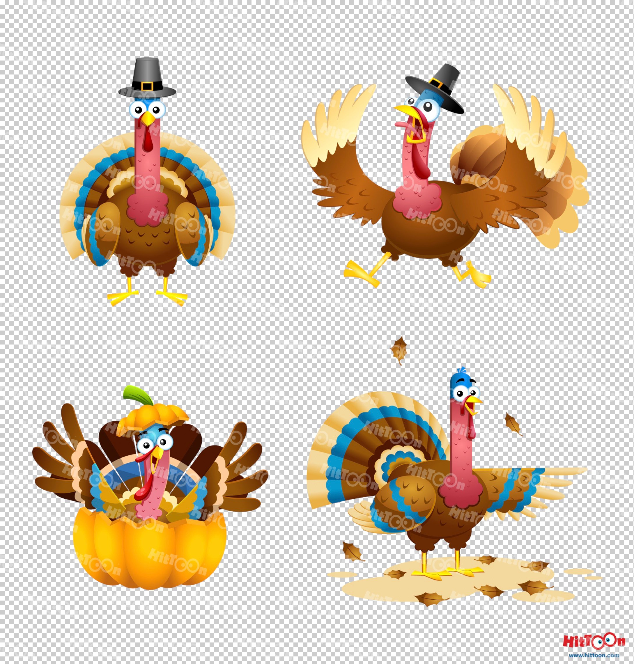 turkey cartoon mascot character flat design 2