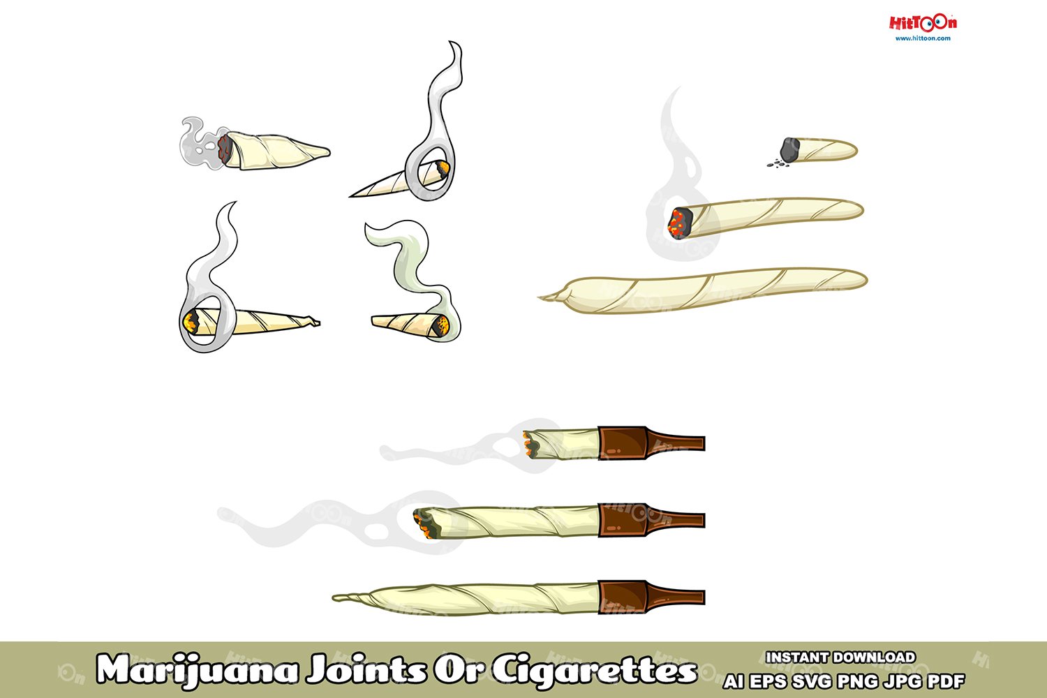 cigarette style joints Marijuana Joints Or Cigarettes ClipArt Set