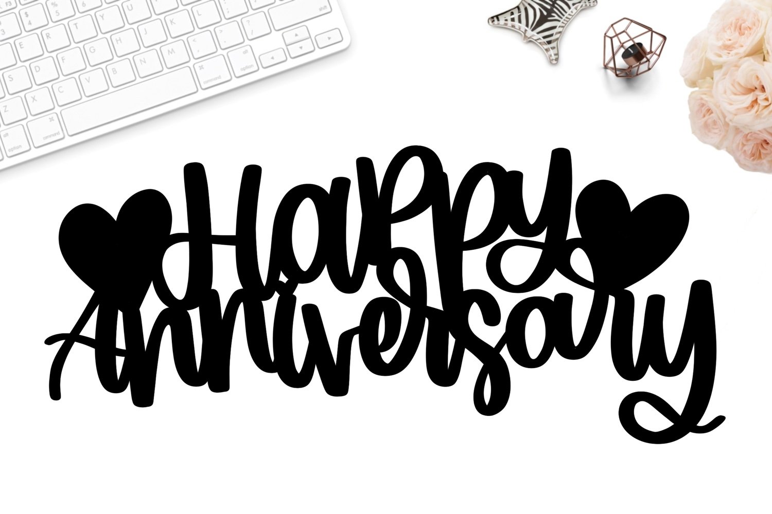 Happy anniversary cake topper svg, wedding anniversary svg - Main Image