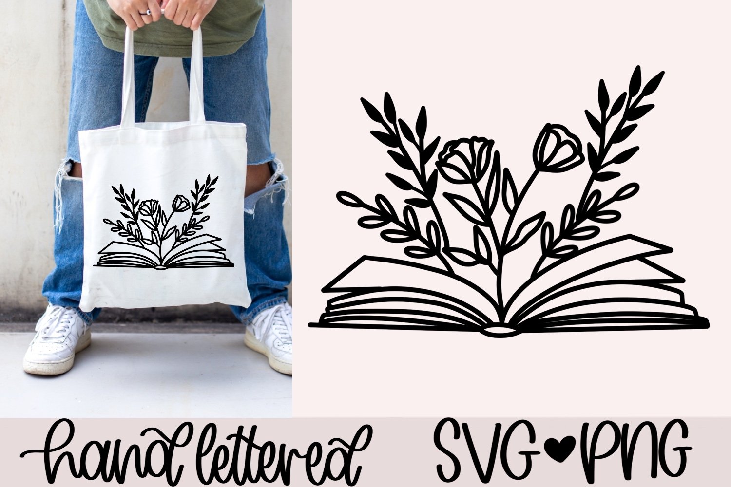 Paper, Party & Kids book with flowers svg flower book svg book lover ...