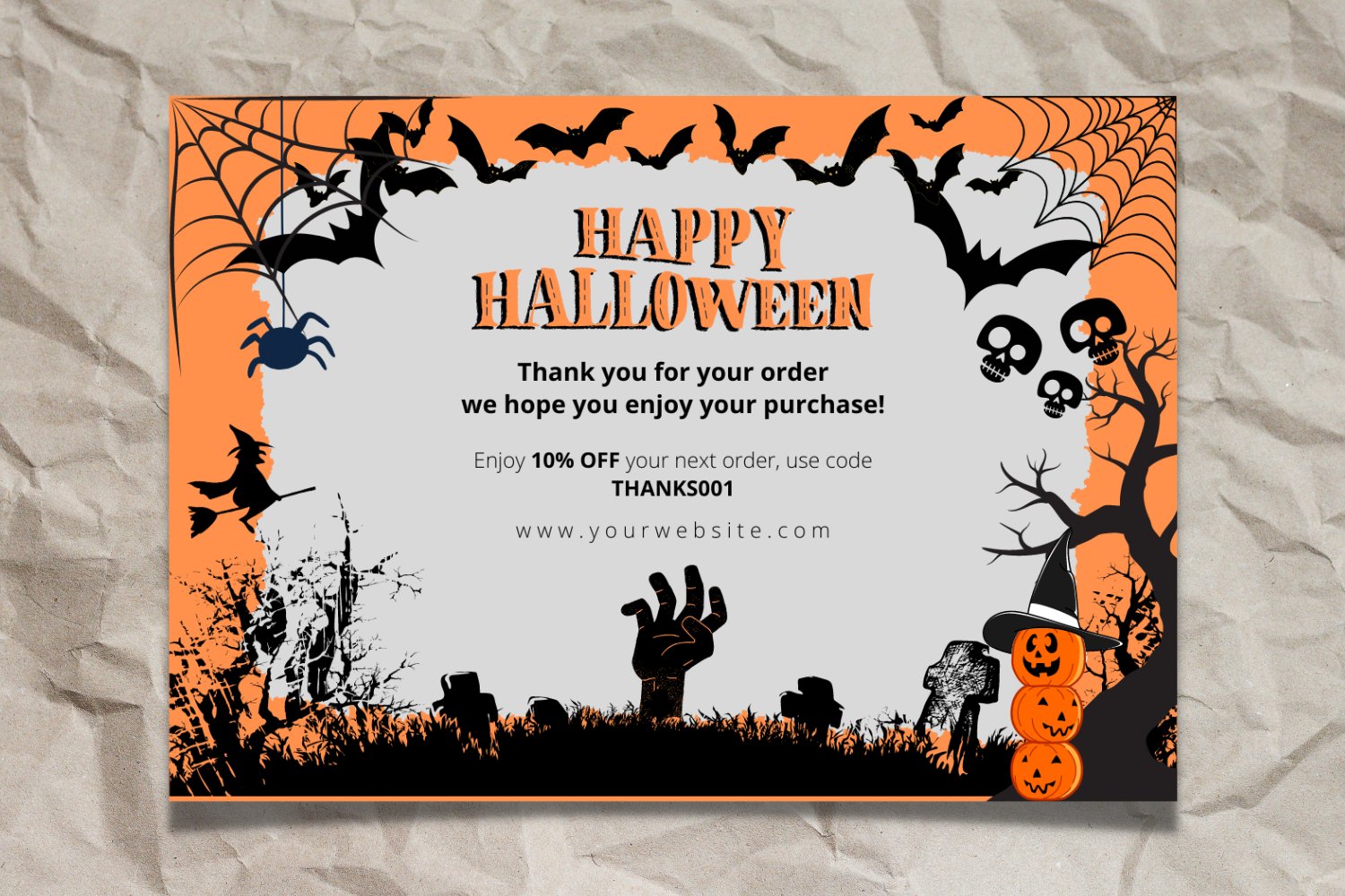 Happy Halloween Thanks Card Canva Template