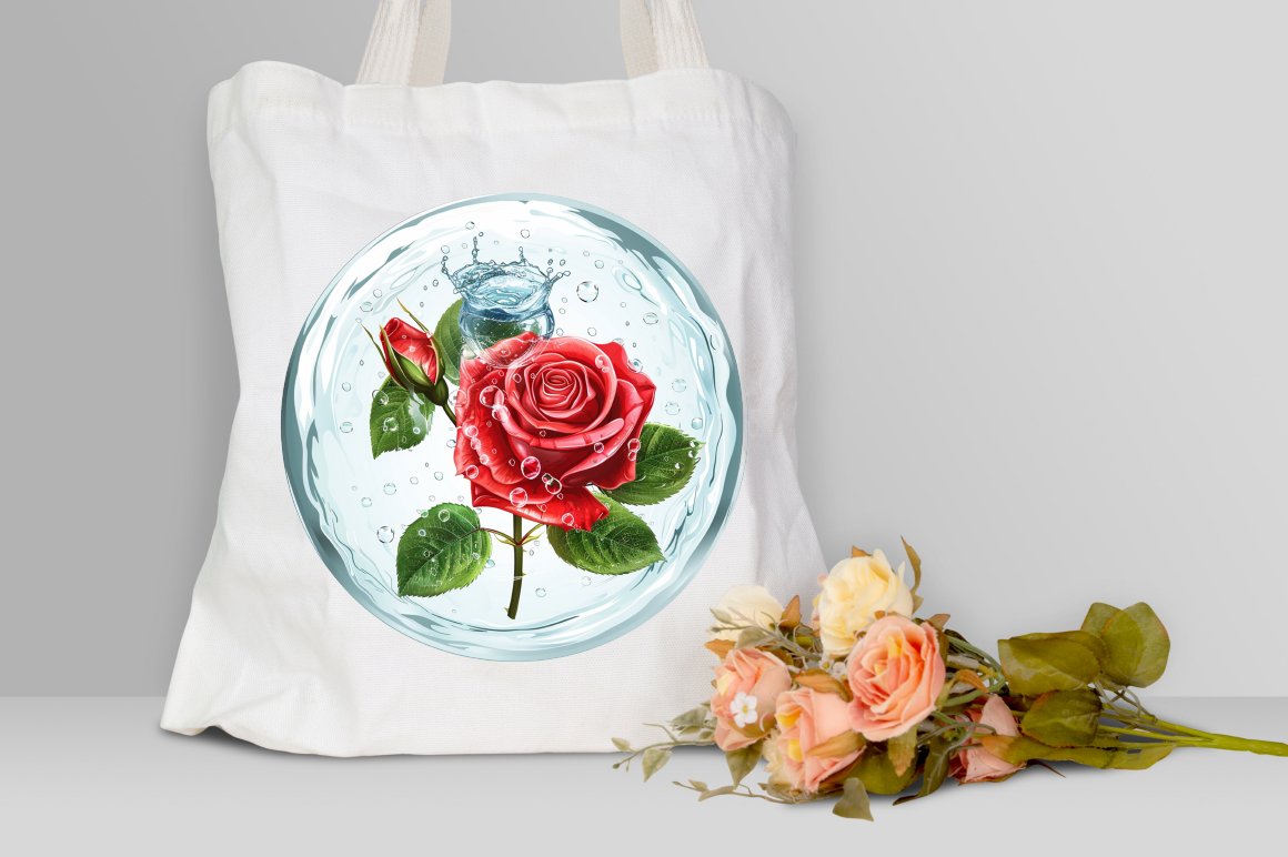 Valentines Rose In Water Globe Clipart Bundle, image size:1160x772