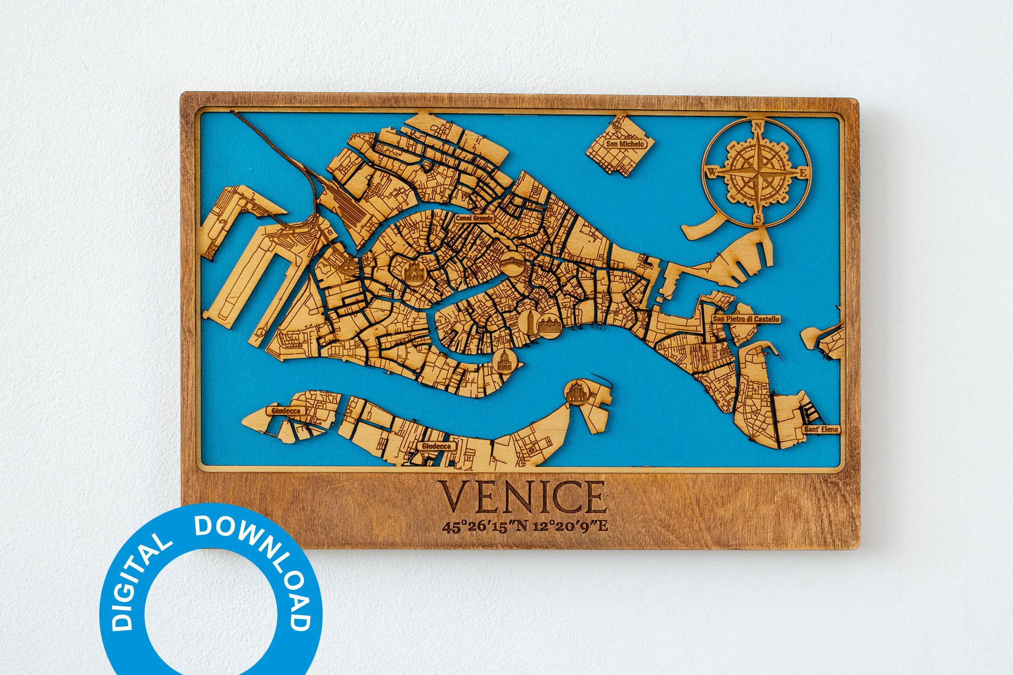 Venice, Italy Map Svg, Street Laser Map