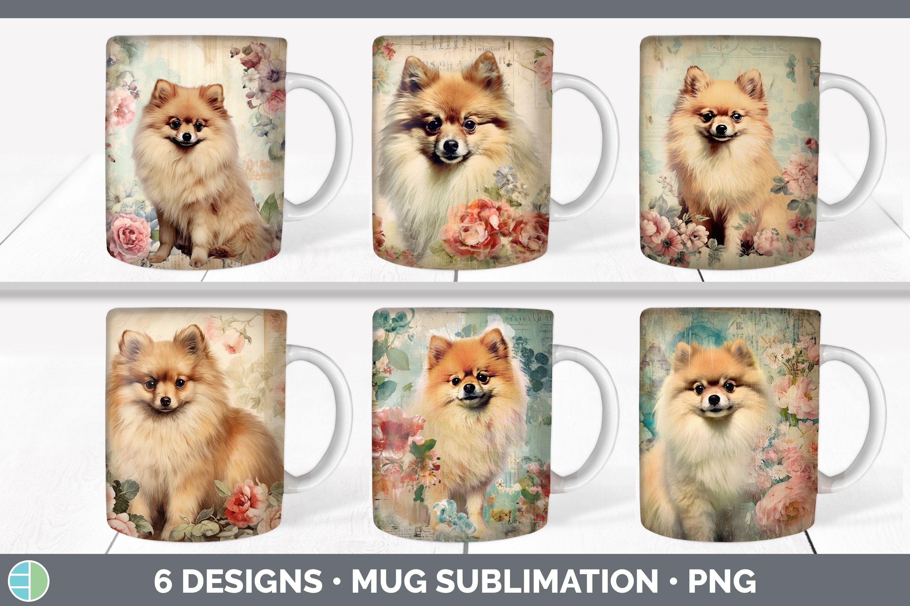 Coffee Mugs Pomeranian Mug Vintage Pomeranian Dog Mug Wrap