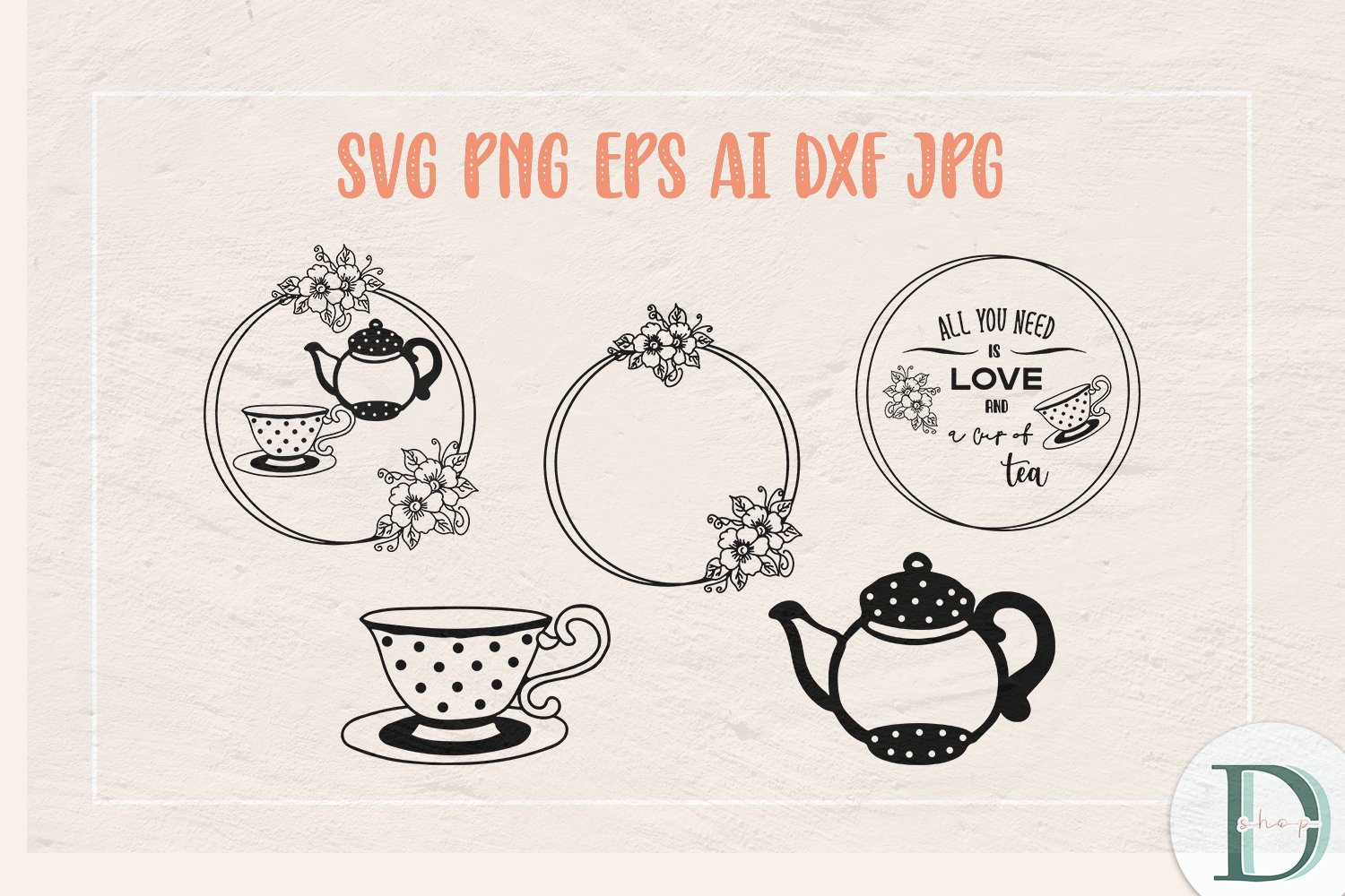 Stacked Tea Cups Svg