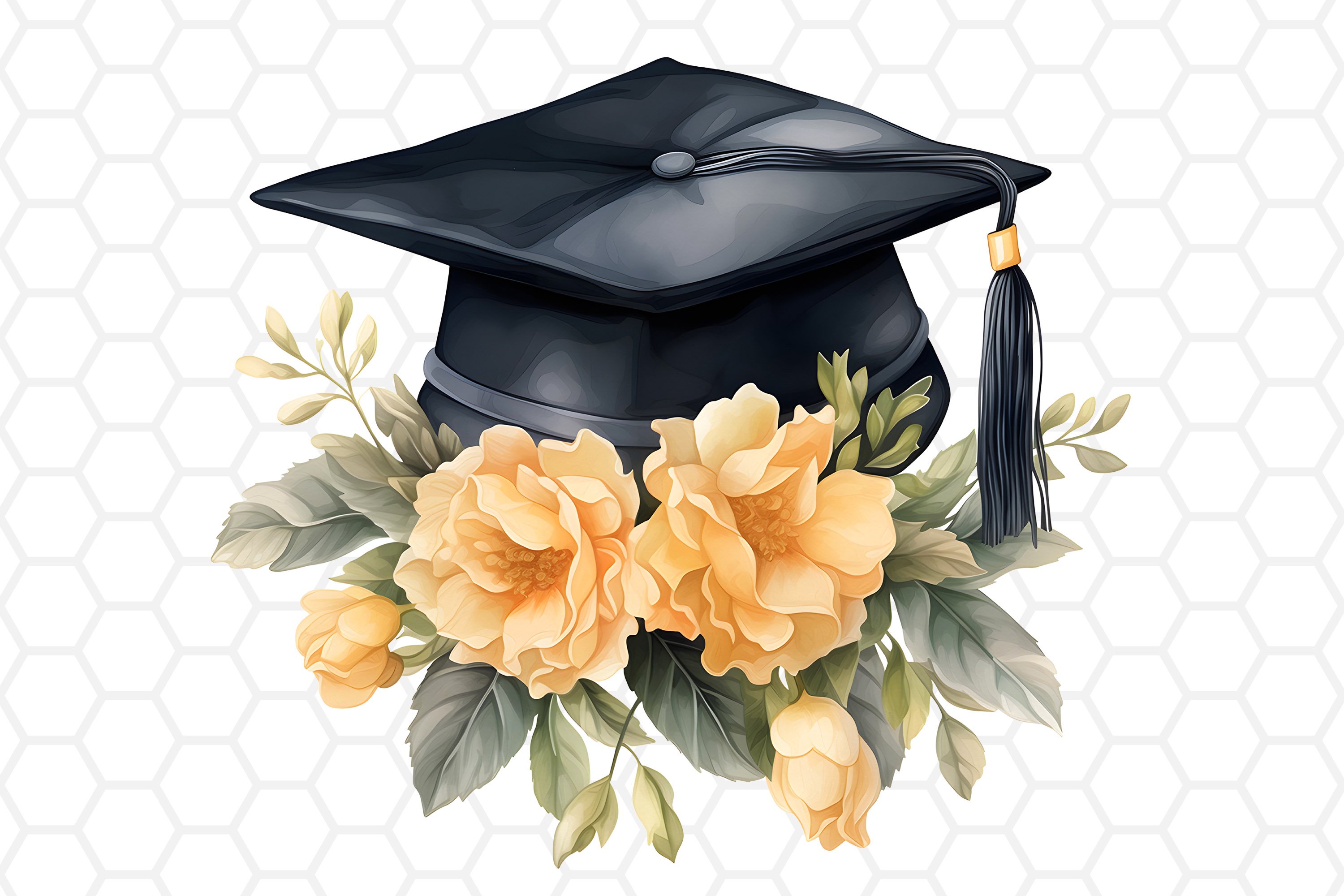 Watercolor Graduation Cap Clipart | PNG Design (3820559), image size:3000x2000