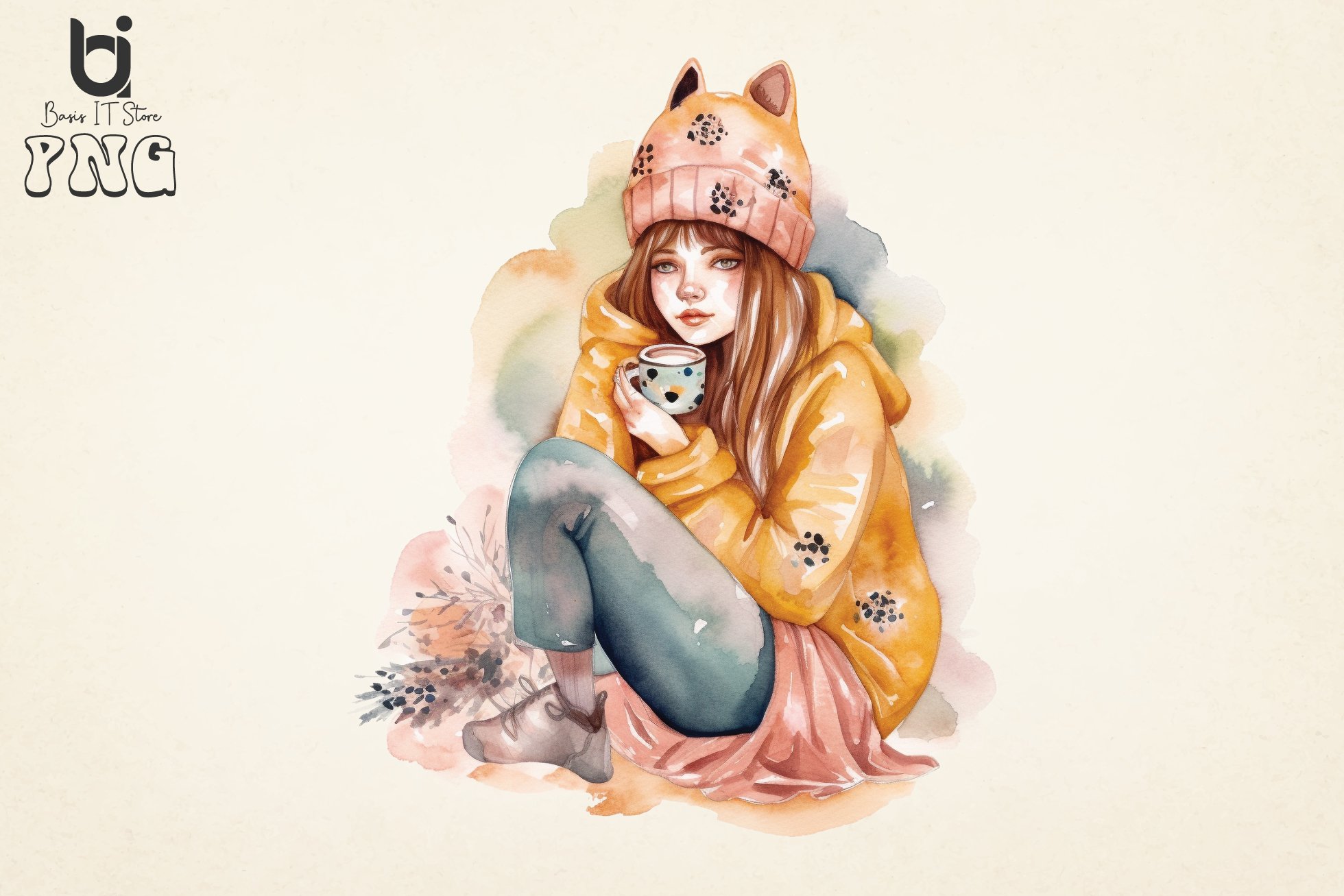 Watercolor Lazy Girl Sublimation Png Bundle, image size:1960x1307