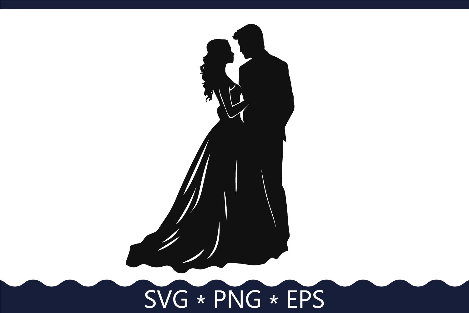 Elegant wedding couple. Silhouette design | PNG, (4125652), image size:1500x1000