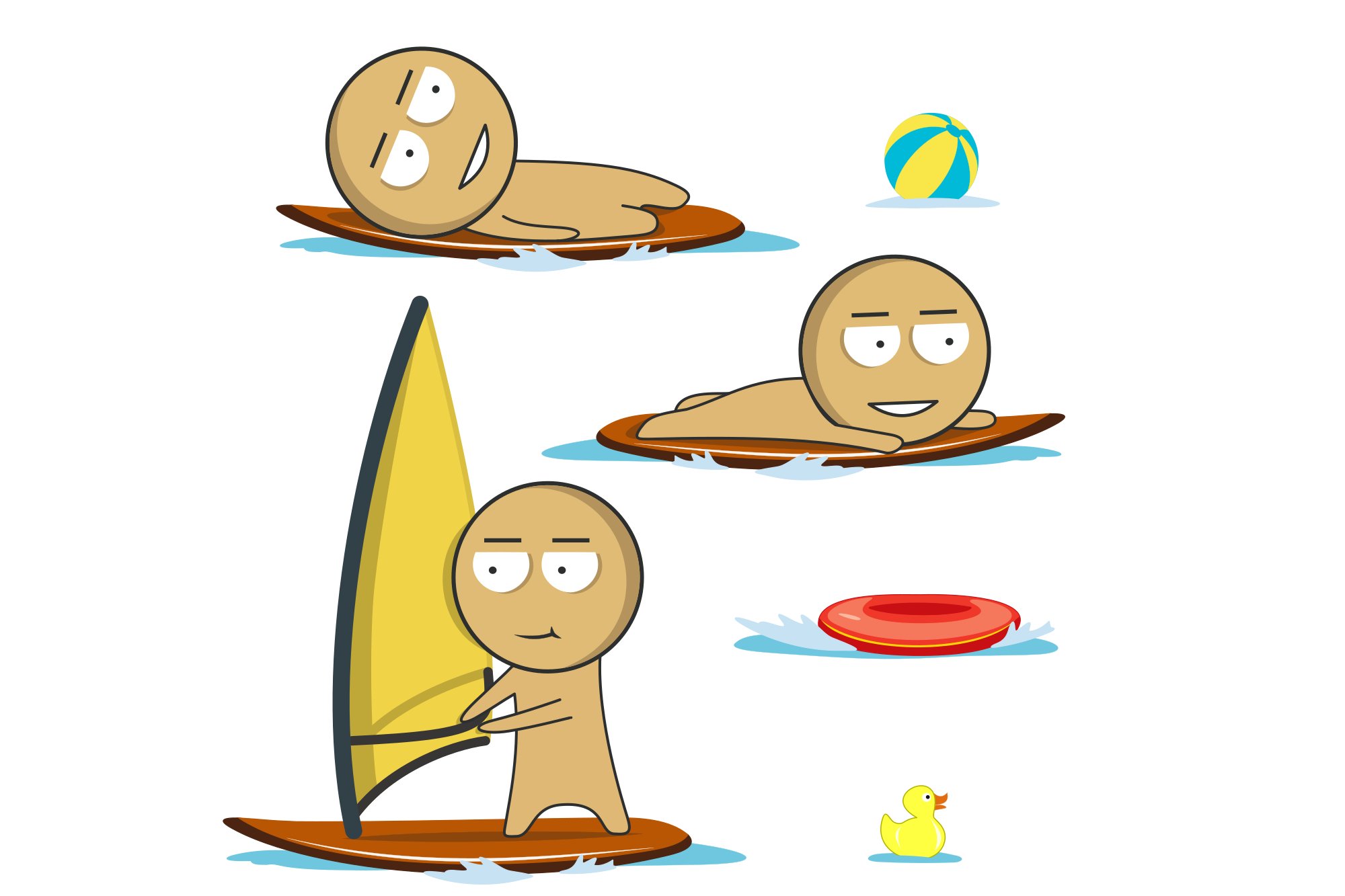 Windsurfing clipart, Sport clipart, Summer clipart, Cartoon, image size:2000x1333