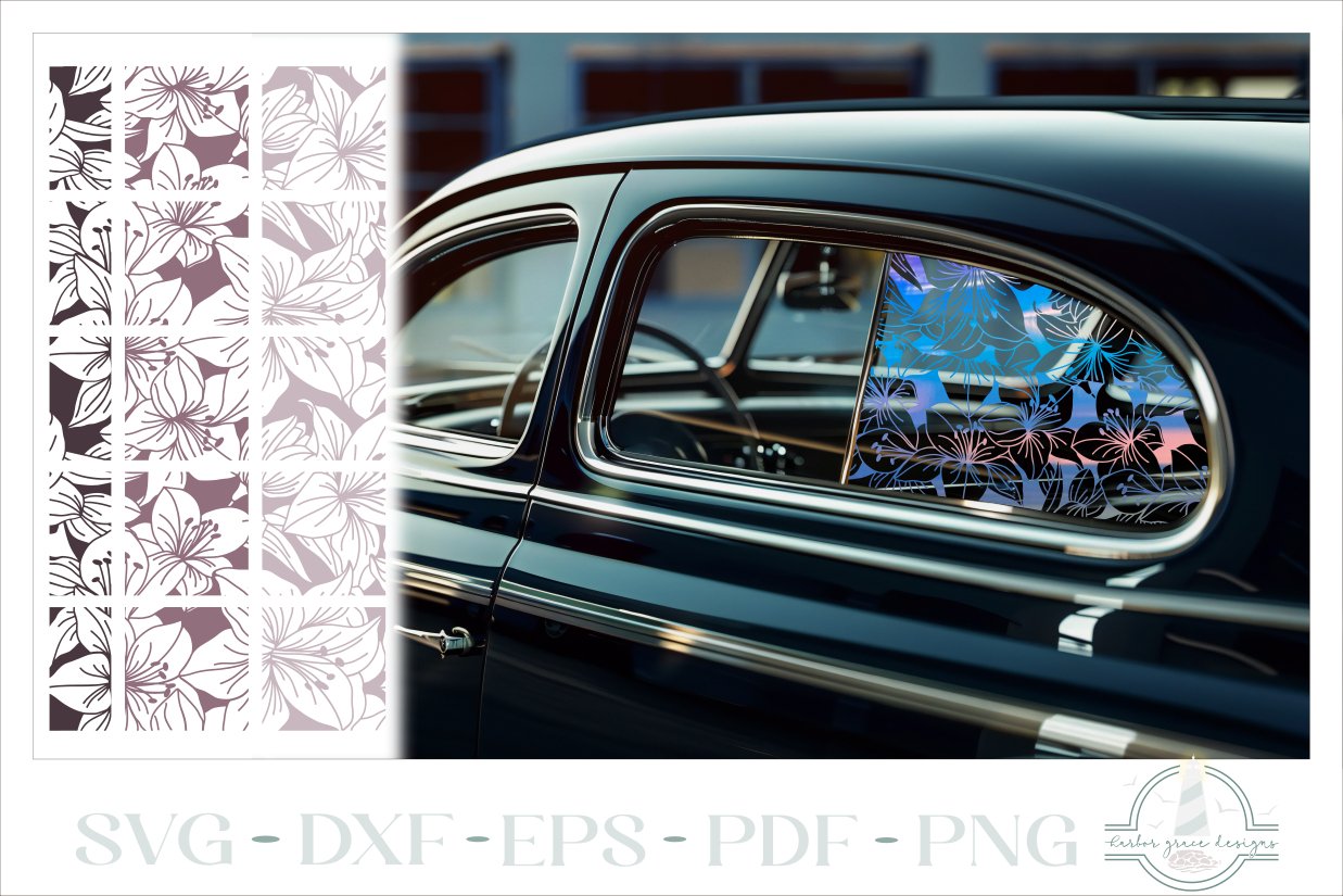 Lillies Floral Pattern Car Truck Window Decal SVG lillies-floral-pattern-car-truck-window-decal-svg