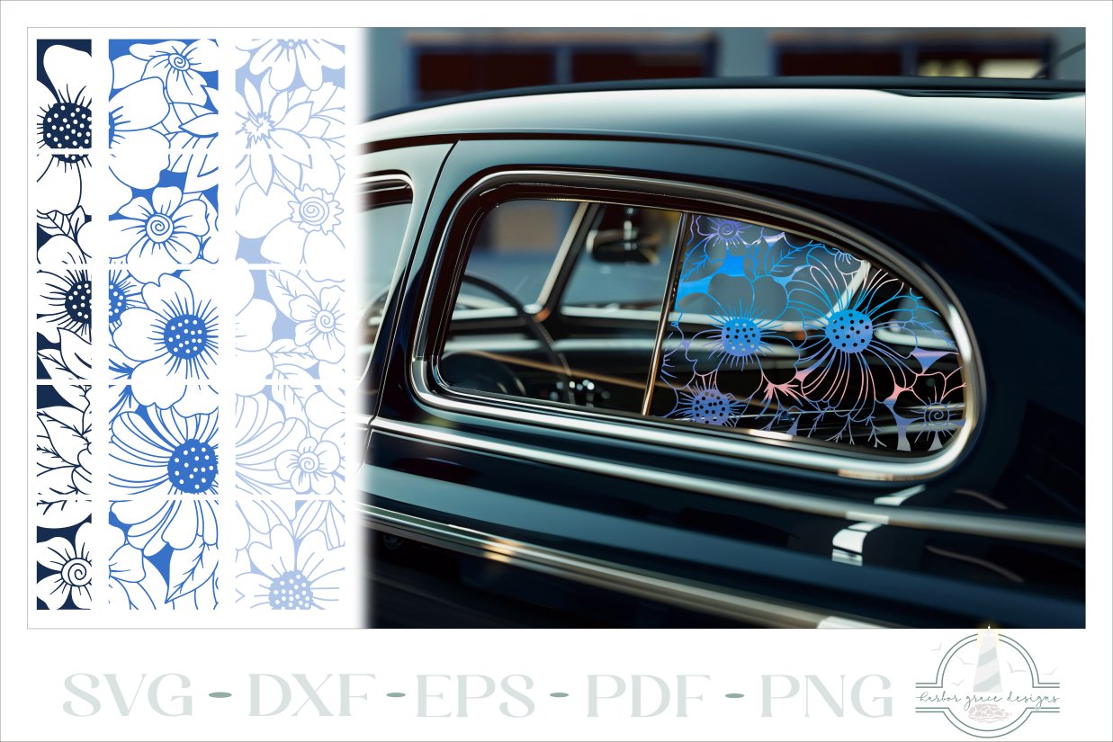 wildflowers-floral-pattern-car-truck-window-decal-svg for Printable Free Used Car Window Sticker Template Wildflowers Floral Pattern Car Truck Window Decal SVG for Printable Free Used Car Window Sticker Template