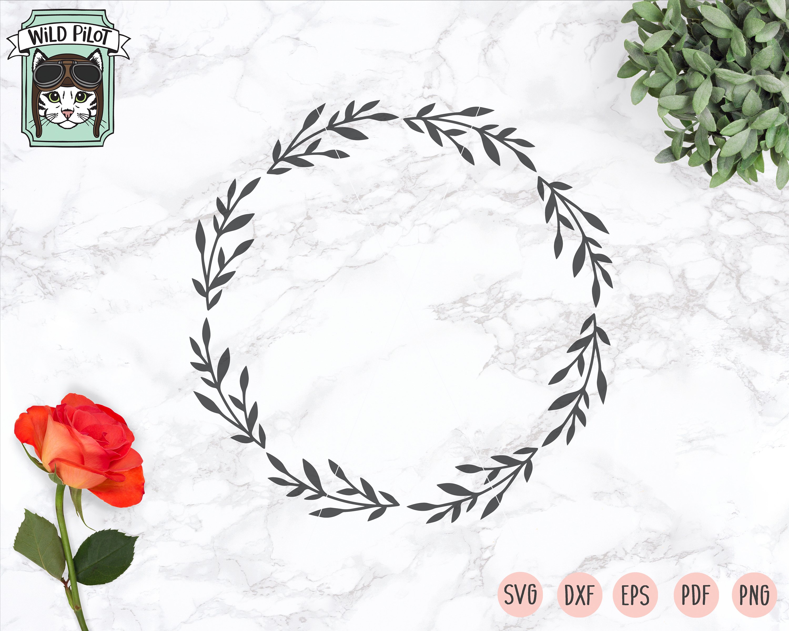 Wreath SVG File, Laurel Leaf Wreath SVG, Monogram Frames SVG