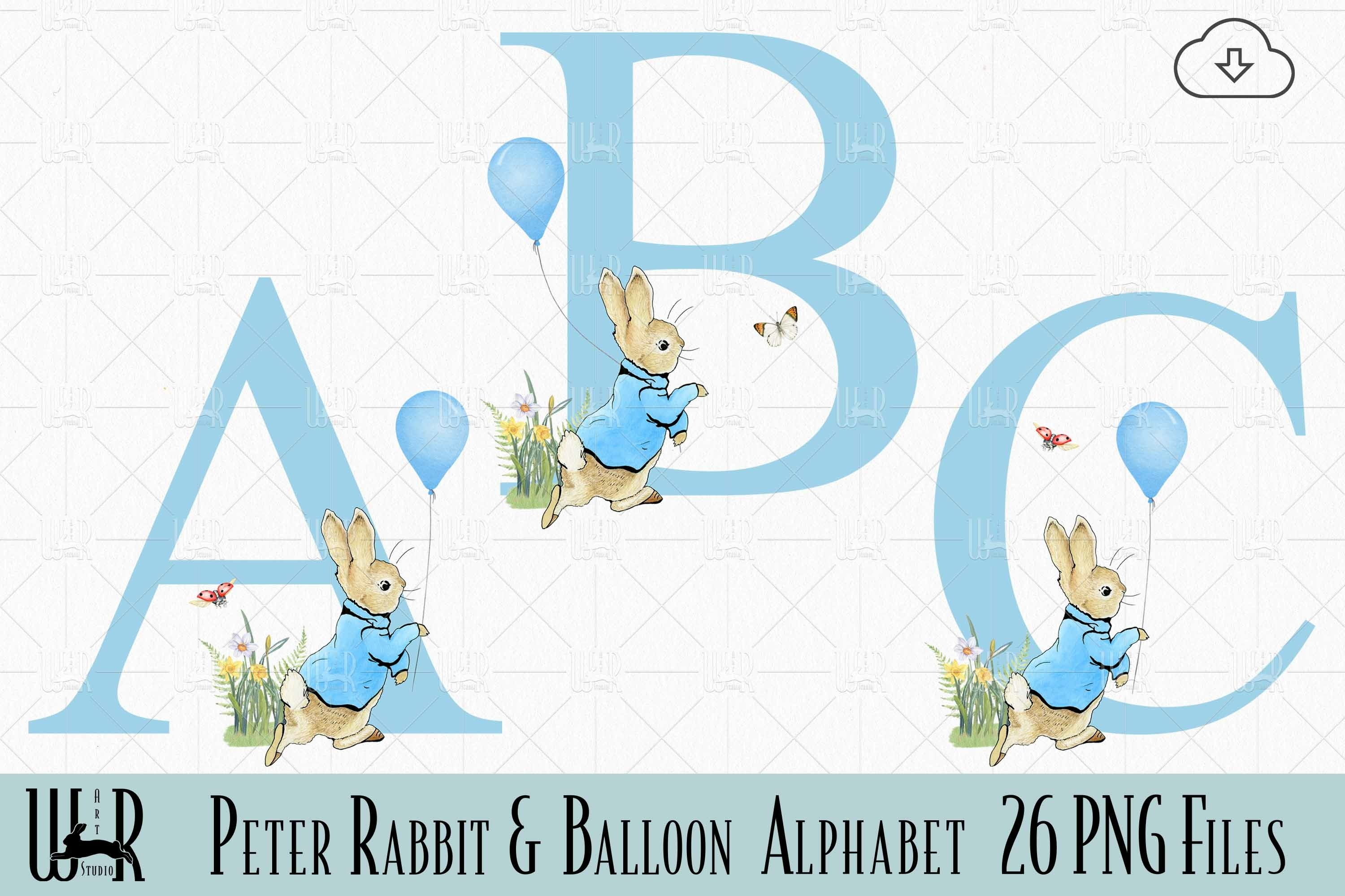 peter rabbit alphabet printable blue letters png w0006