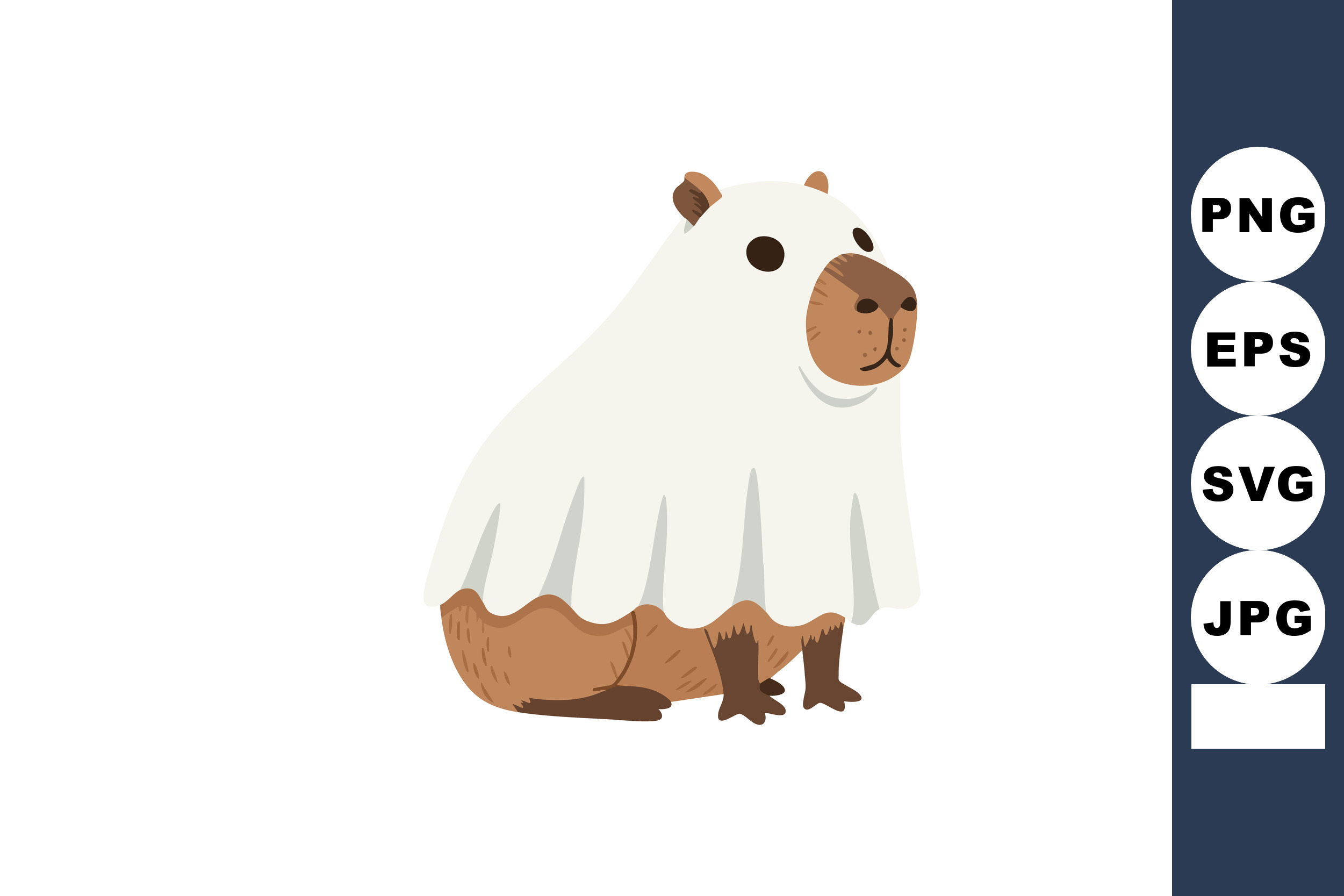 Capybara dressed in ghost costume for Halloween celebration