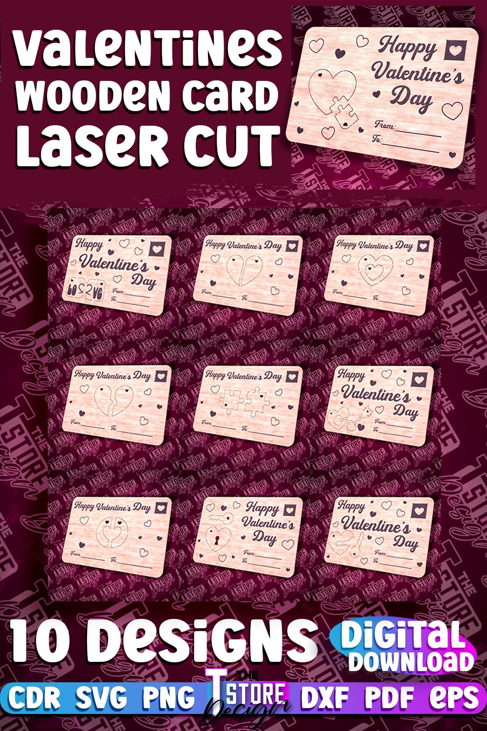 Valentine’s Day Wooden Card Laser Cut | Laser Cut SVG Design