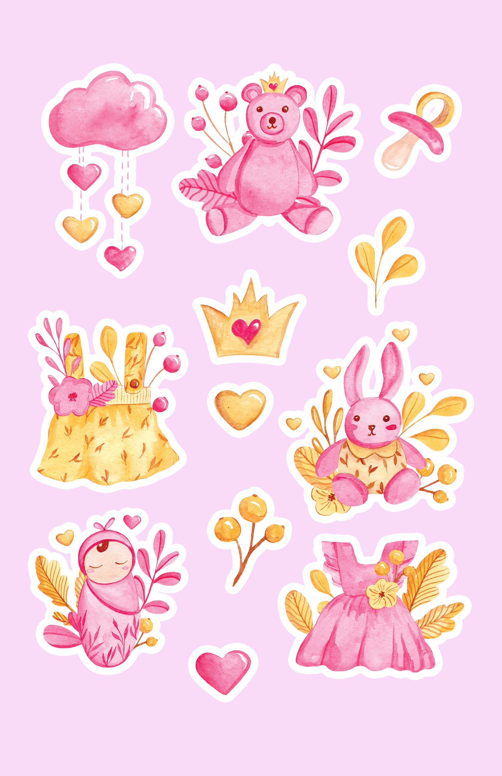 PInk nursery sticker pack