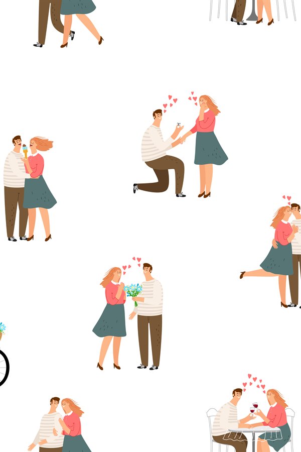 Seamless pattter happy love couple vector illustration