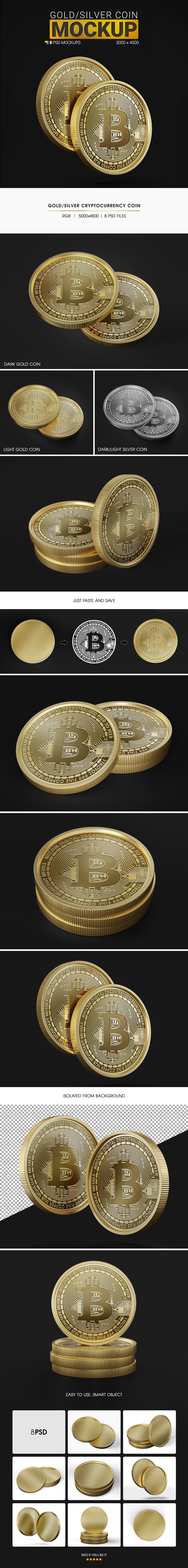 Gold / Silver / Cryptocurrency Coin Mockup (1798852)