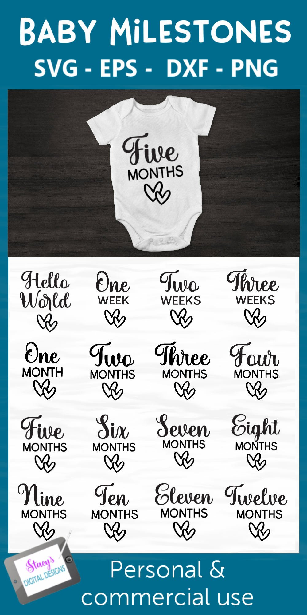 Baby Milestones Bundle |16 Baby milestone SVG designs