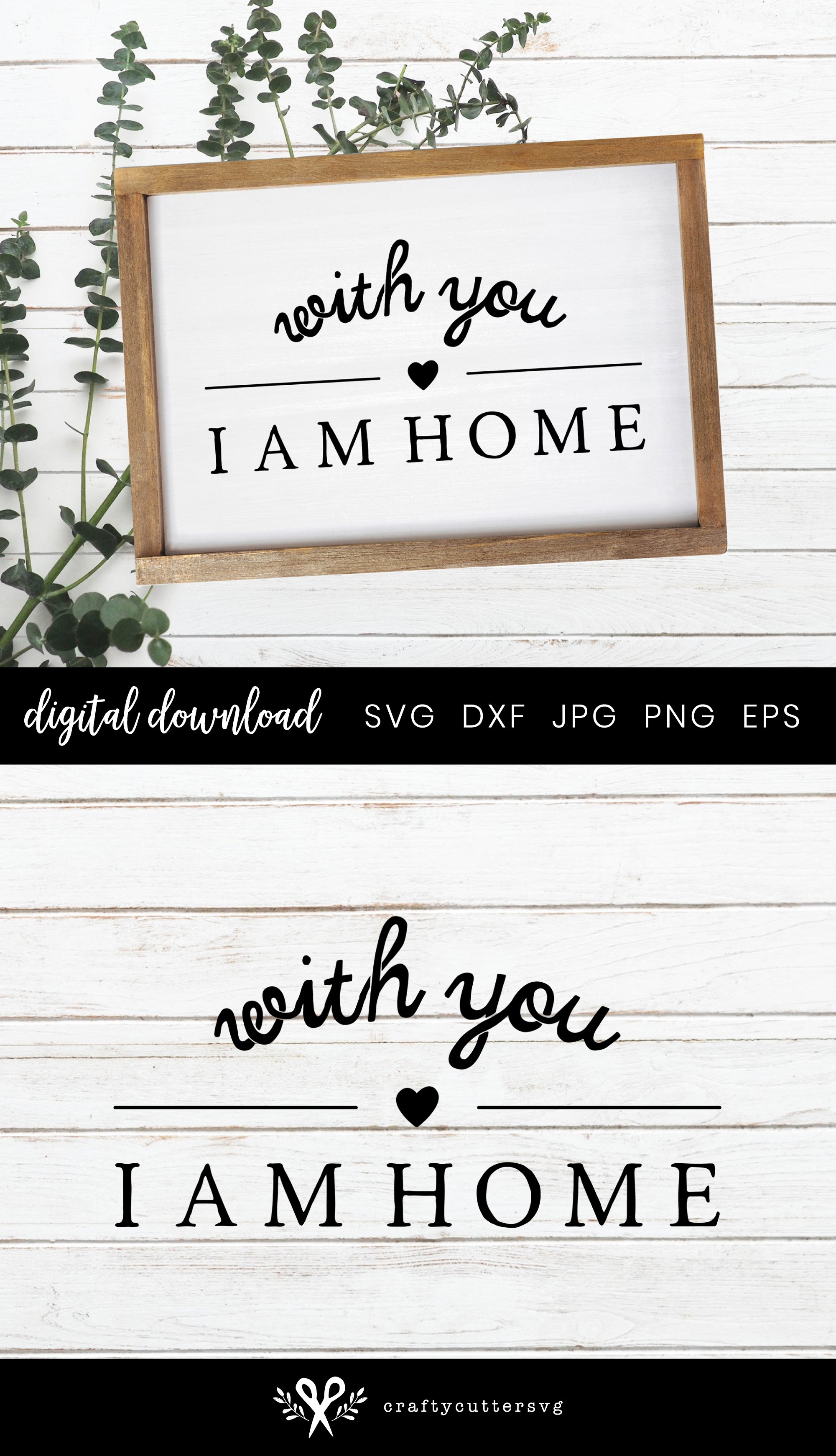 Farmhouse Sign | With you I am home Living room Sign