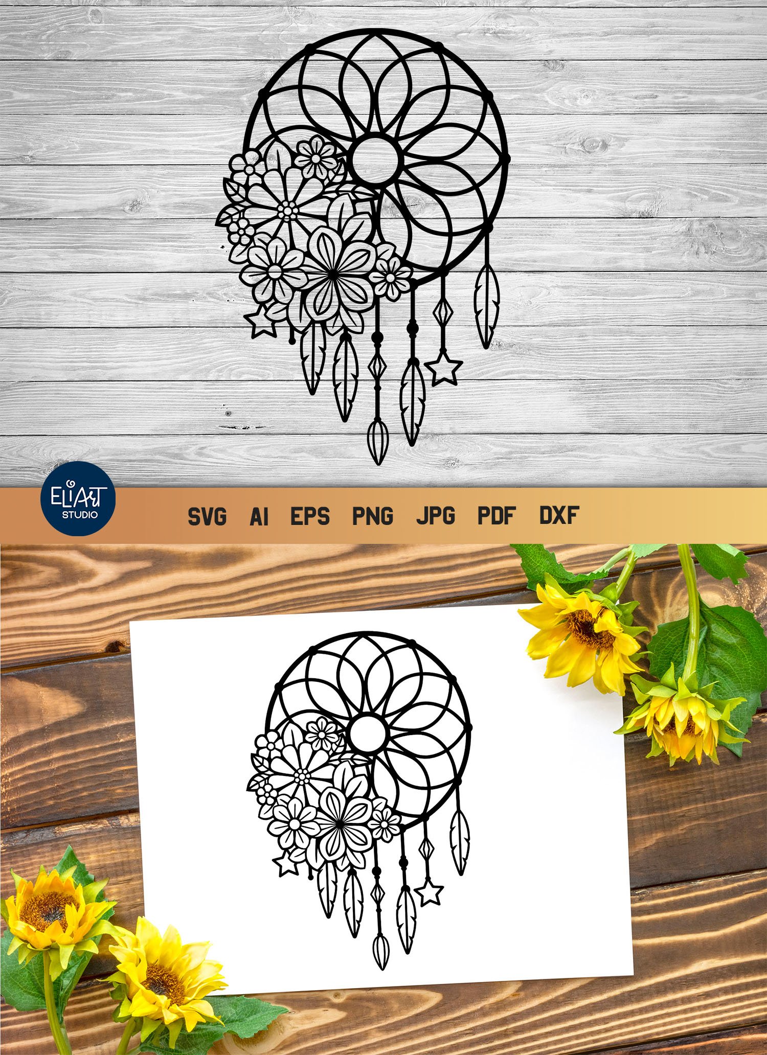 Dreamer SVG Boho SVG Dream Catcher Mandala SVG